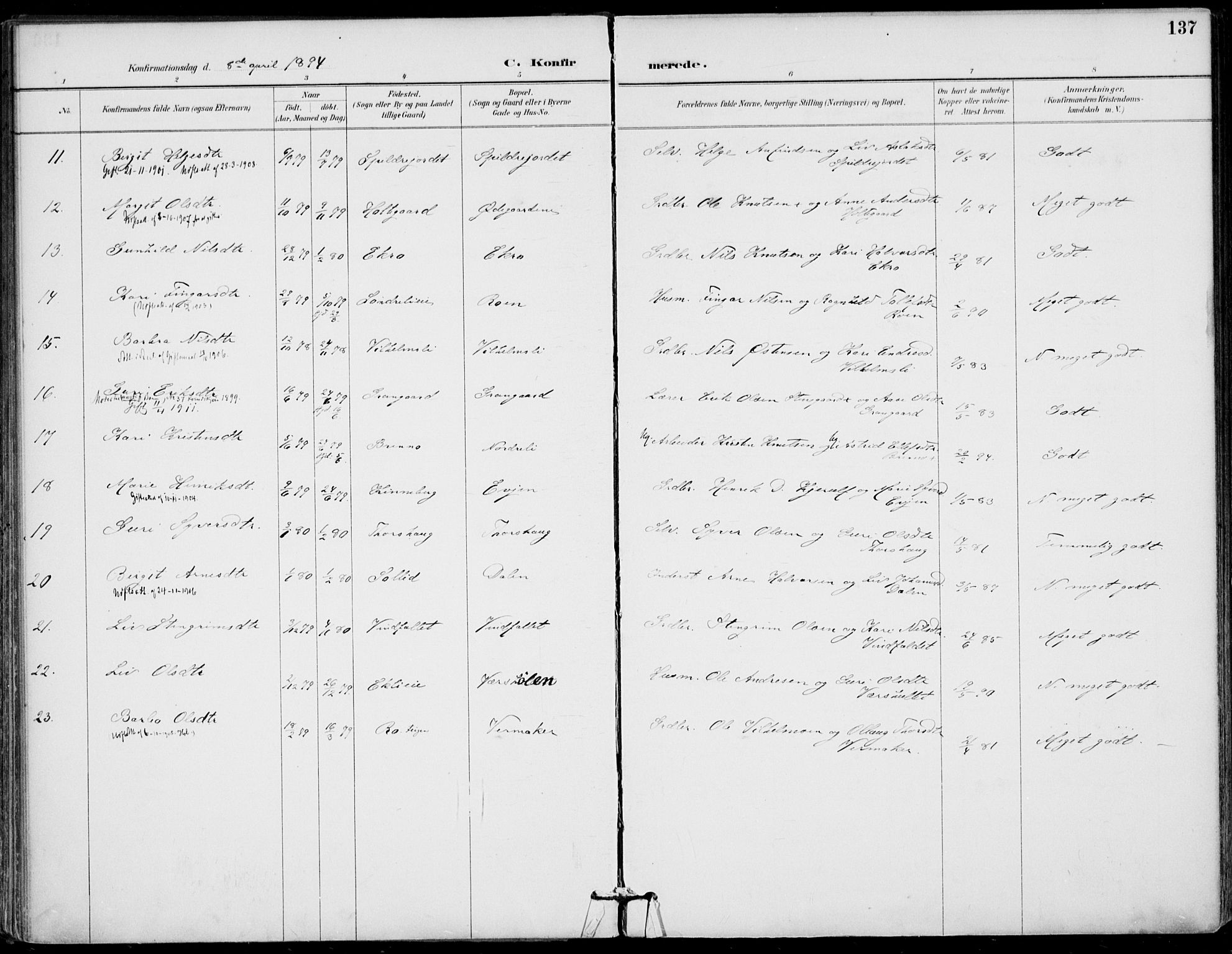 Gol kirkebøker, AV/SAKO-A-226/F/Fa/L0005: Parish register (official) no. I 5, 1887-1900, p. 137