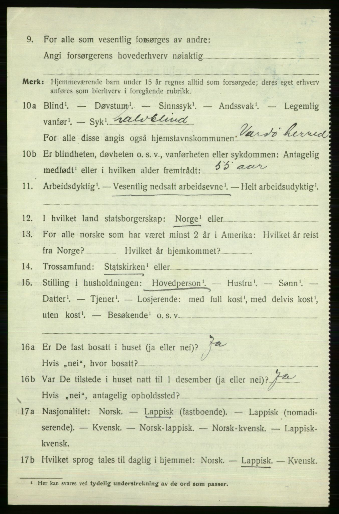 SATØ, 1920 census for Vardø rural district, 1920, p. 2723