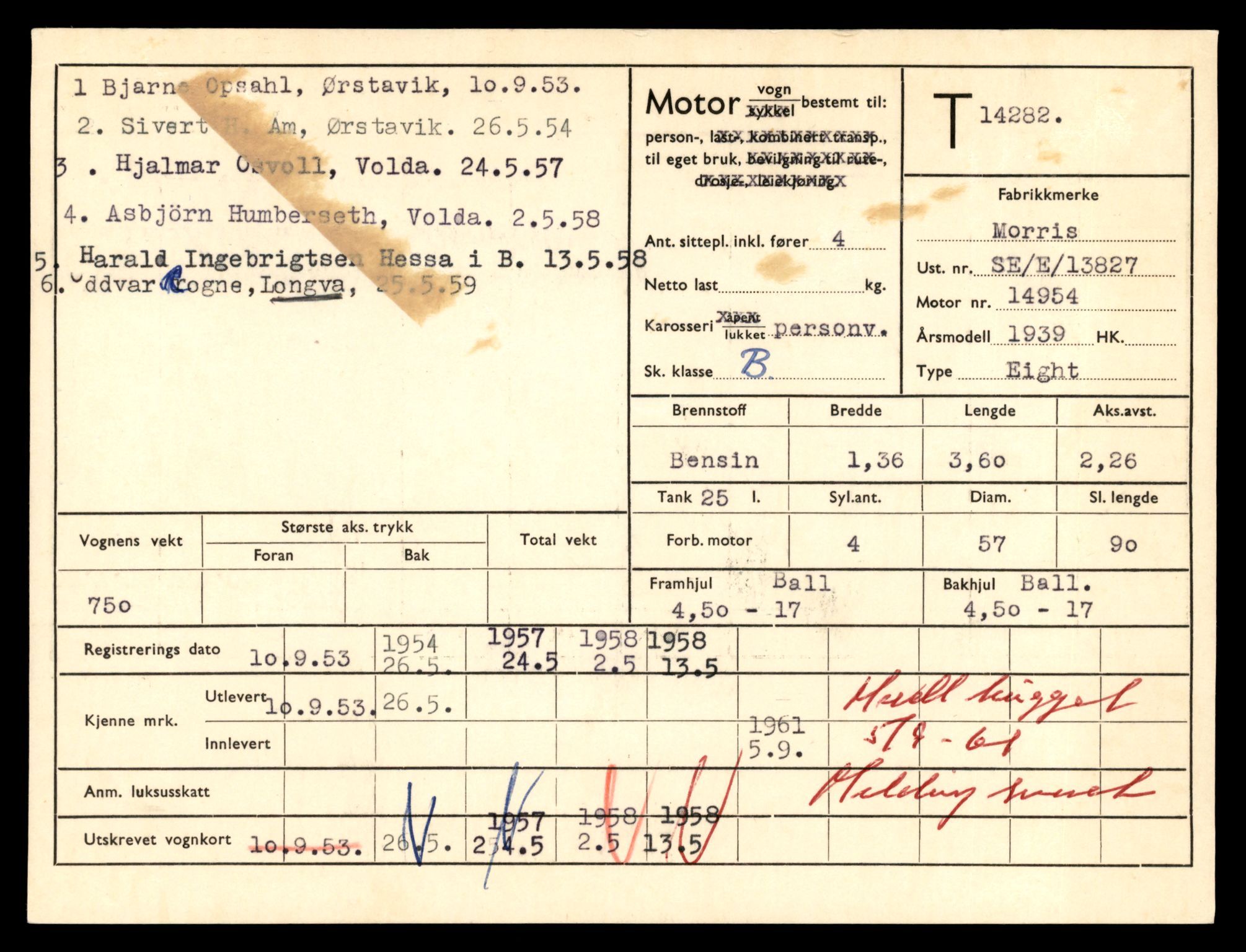 Møre og Romsdal vegkontor - Ålesund trafikkstasjon, AV/SAT-A-4099/F/Fe/L0044: Registreringskort for kjøretøy T 14205 - T 14319, 1927-1998, p. 2267