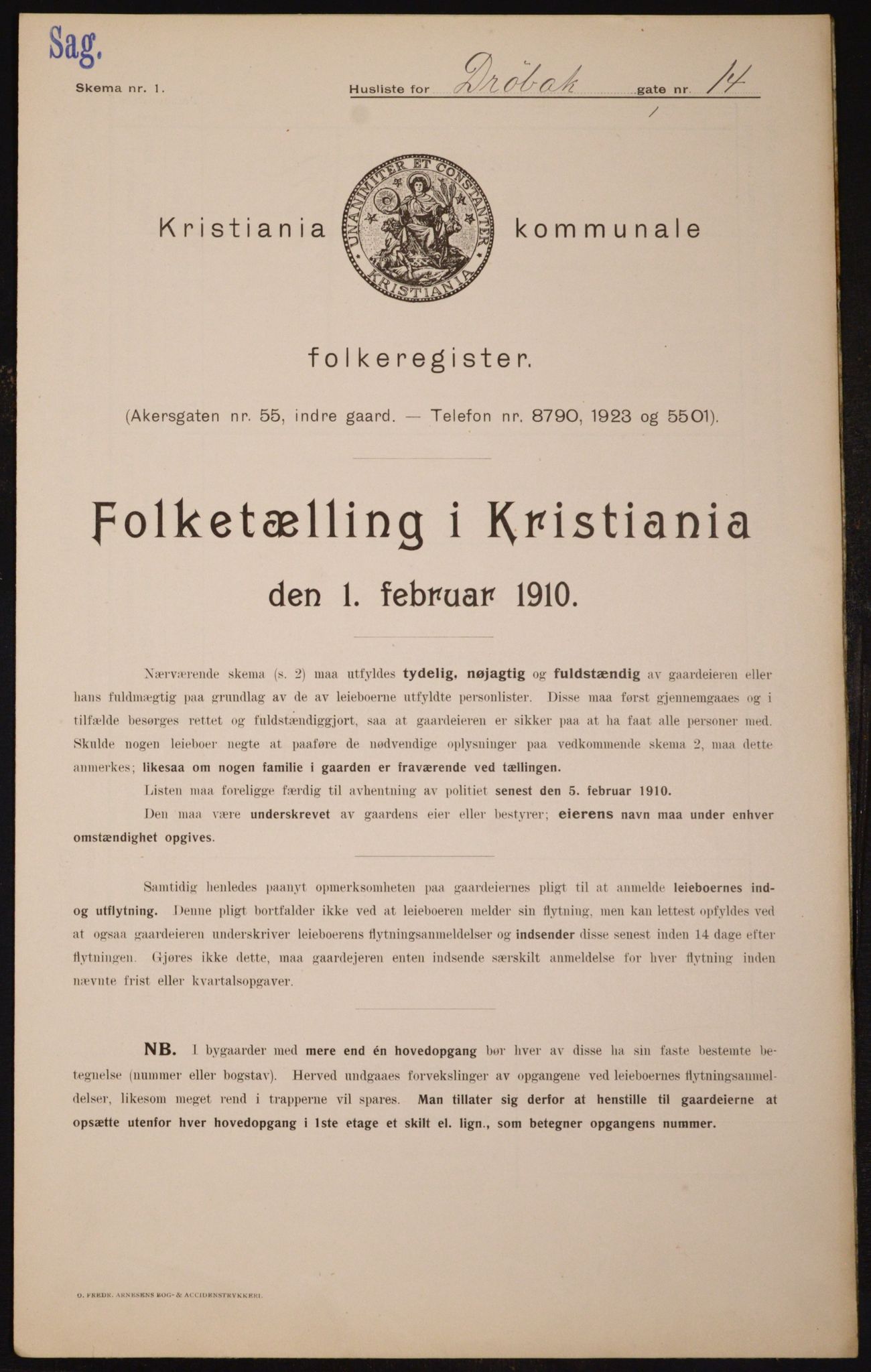 OBA, Municipal Census 1910 for Kristiania, 1910, p. 16533