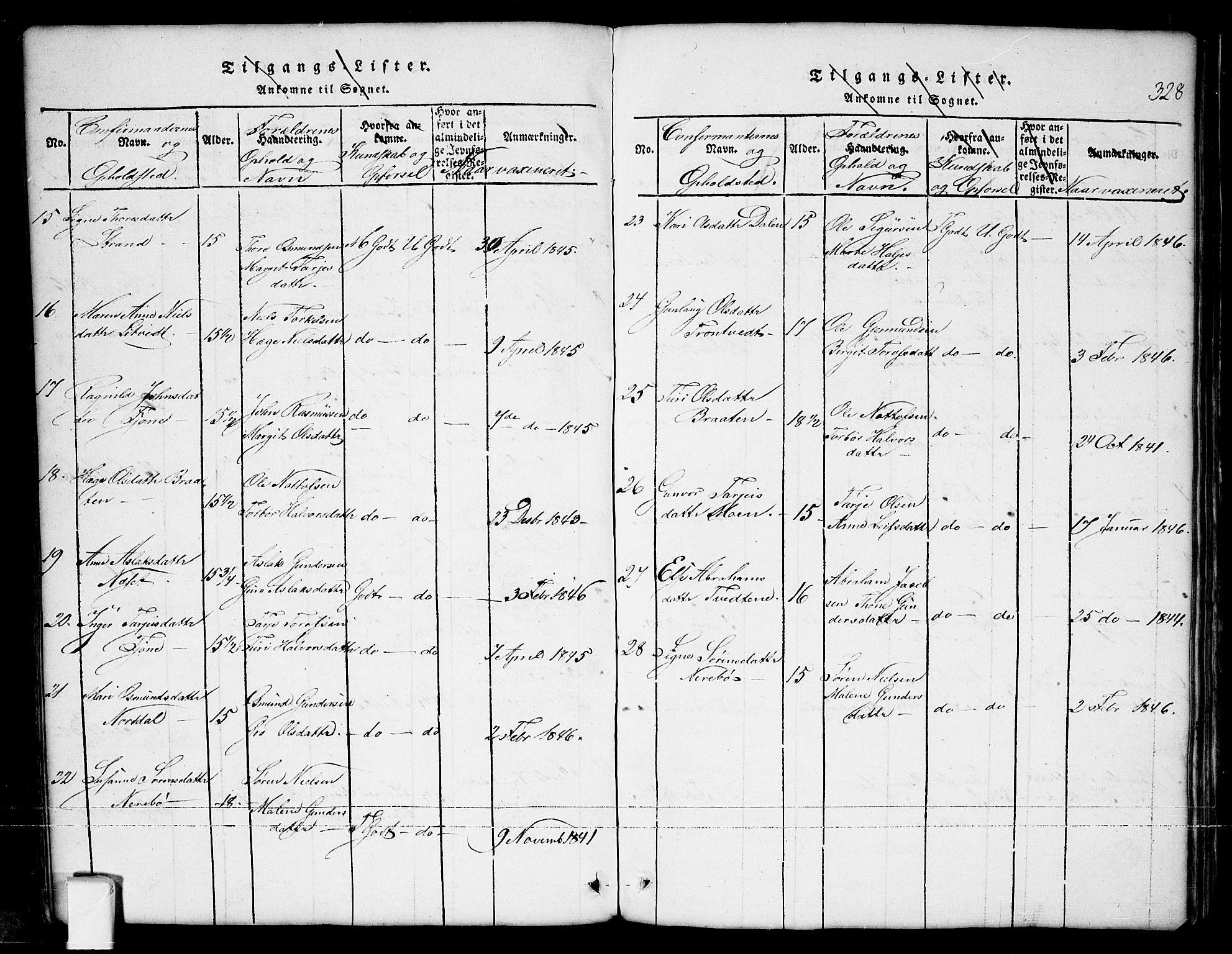 Nissedal kirkebøker, SAKO/A-288/G/Ga/L0001: Parish register (copy) no. I 1, 1814-1860, p. 328