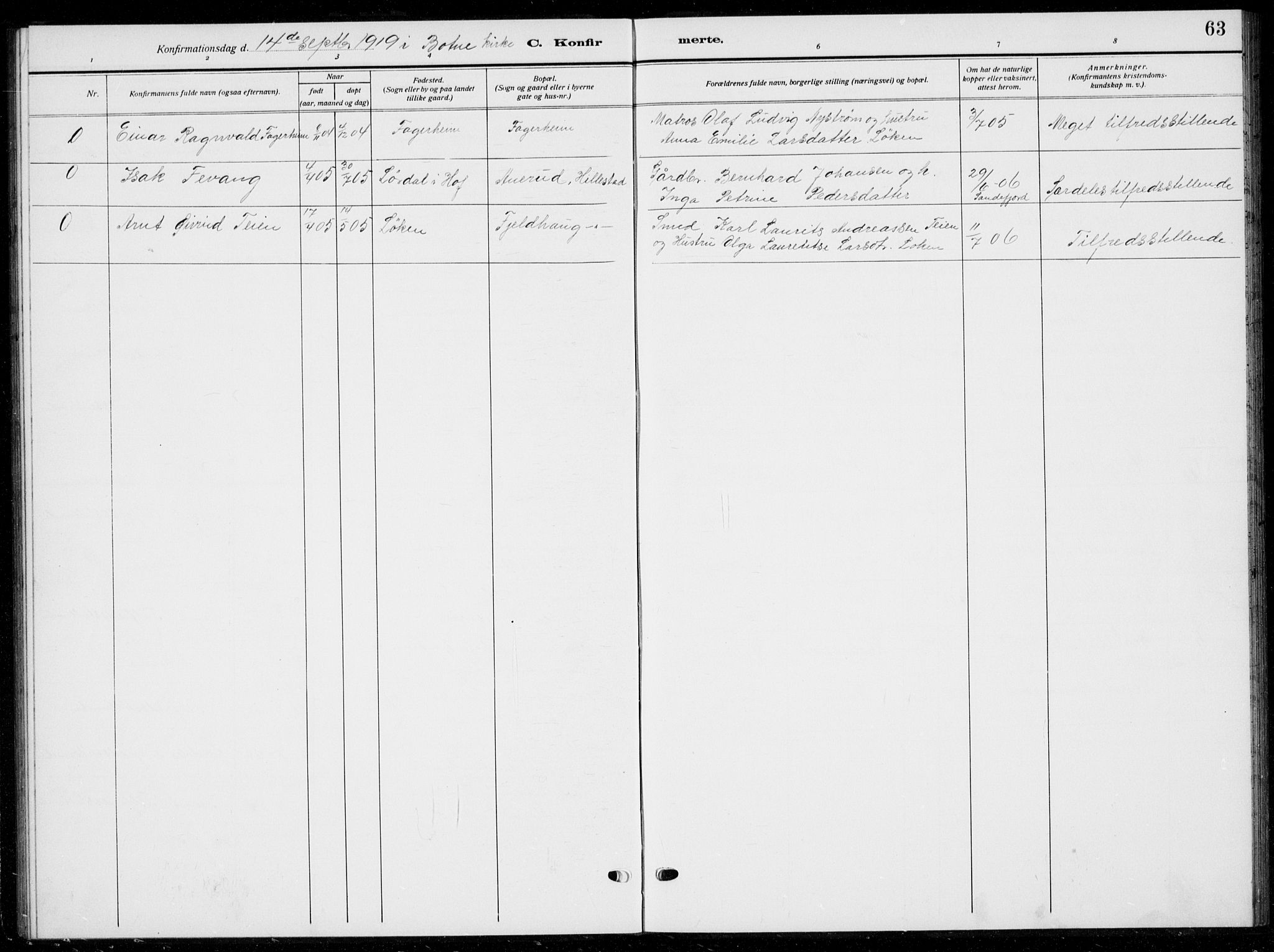 Botne kirkebøker, AV/SAKO-A-340/G/Gb/L0005: Parish register (copy) no. II 5, 1918-1936, p. 63