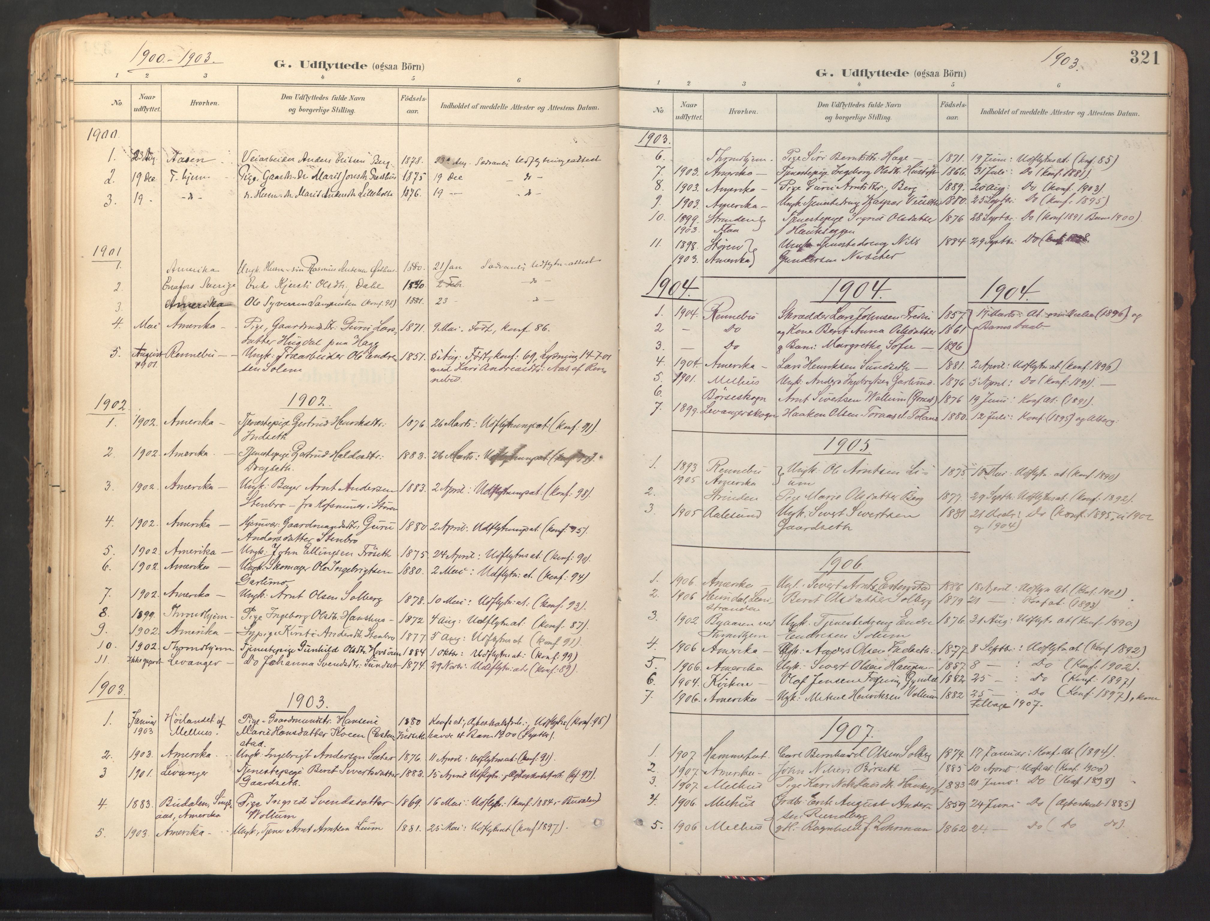 Ministerialprotokoller, klokkerbøker og fødselsregistre - Sør-Trøndelag, SAT/A-1456/689/L1041: Parish register (official) no. 689A06, 1891-1923, p. 321