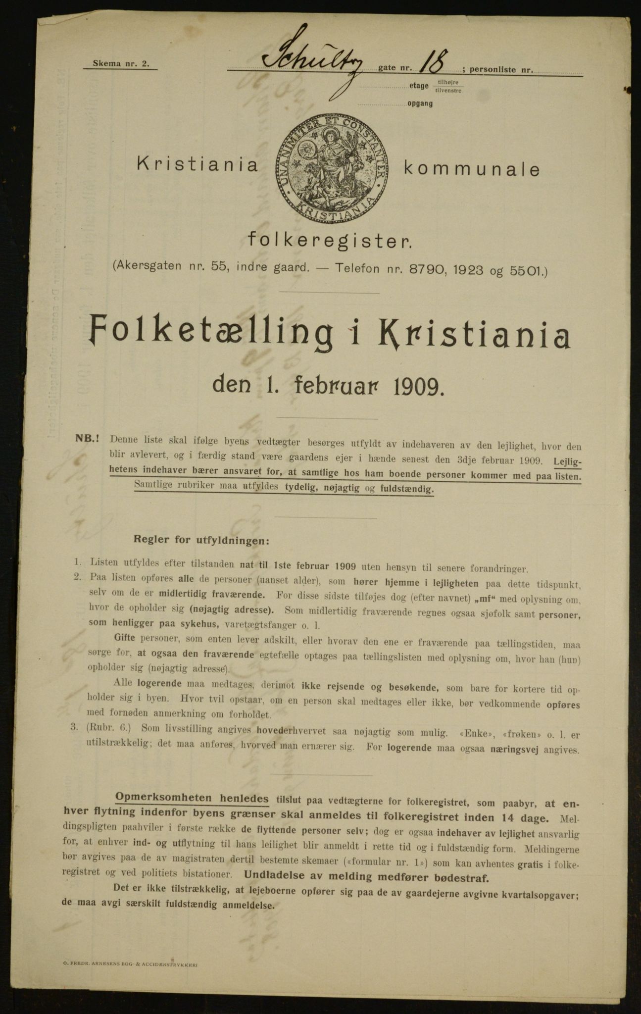 OBA, Municipal Census 1909 for Kristiania, 1909, p. 82516