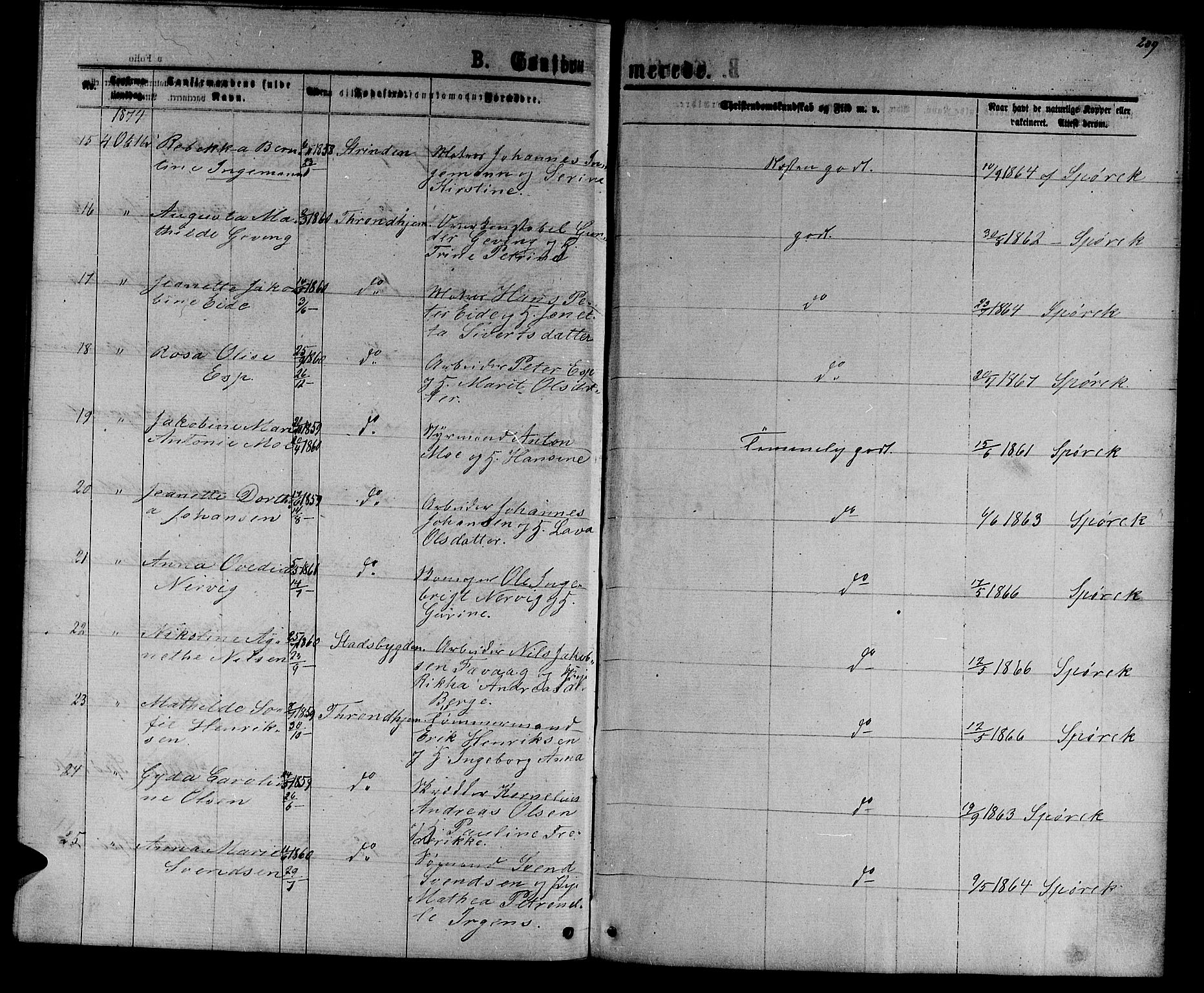 Ministerialprotokoller, klokkerbøker og fødselsregistre - Sør-Trøndelag, AV/SAT-A-1456/601/L0087: Parish register (copy) no. 601C05, 1864-1881, p. 209a