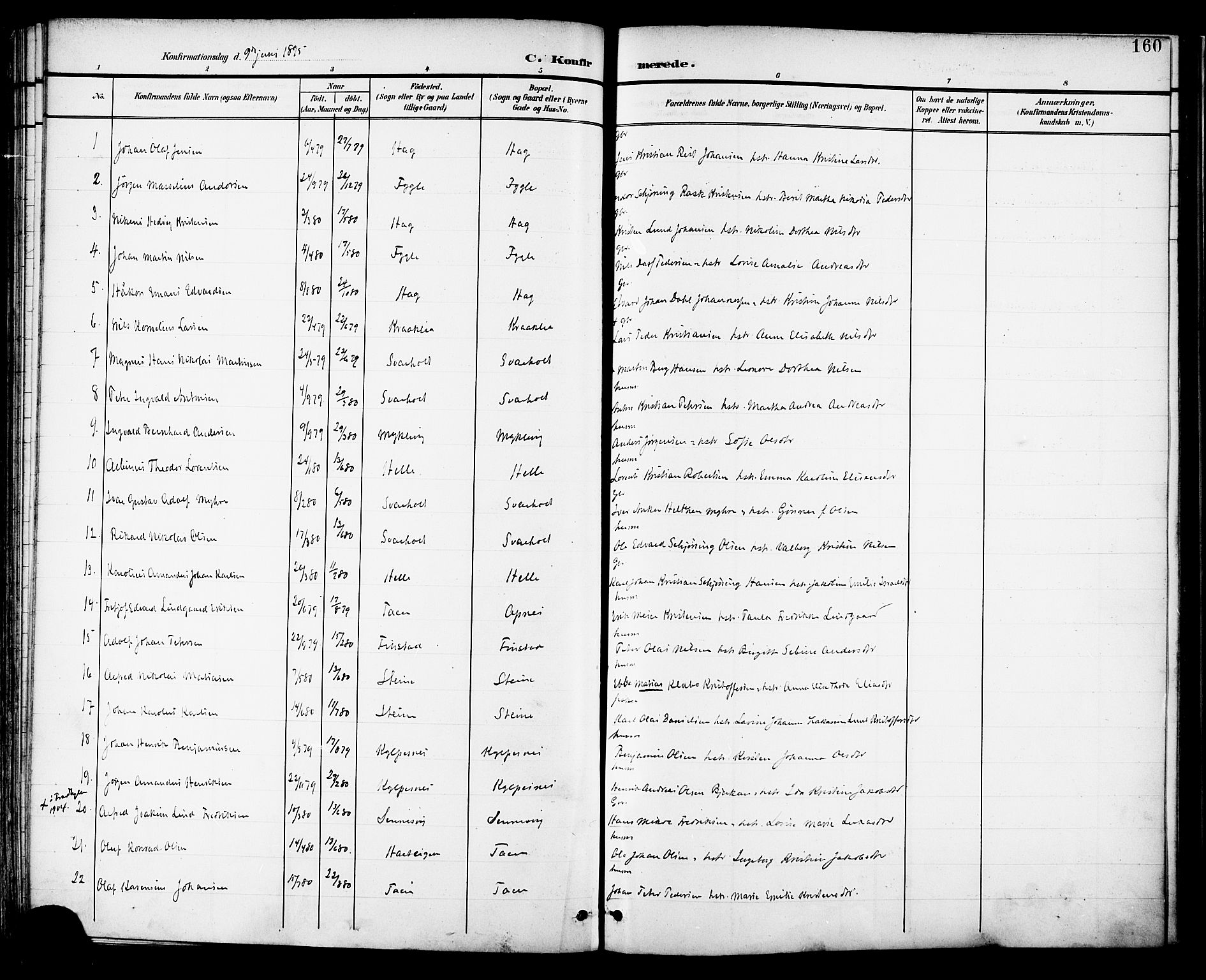 Ministerialprotokoller, klokkerbøker og fødselsregistre - Nordland, AV/SAT-A-1459/882/L1179: Parish register (official) no. 882A01, 1886-1898, p. 160