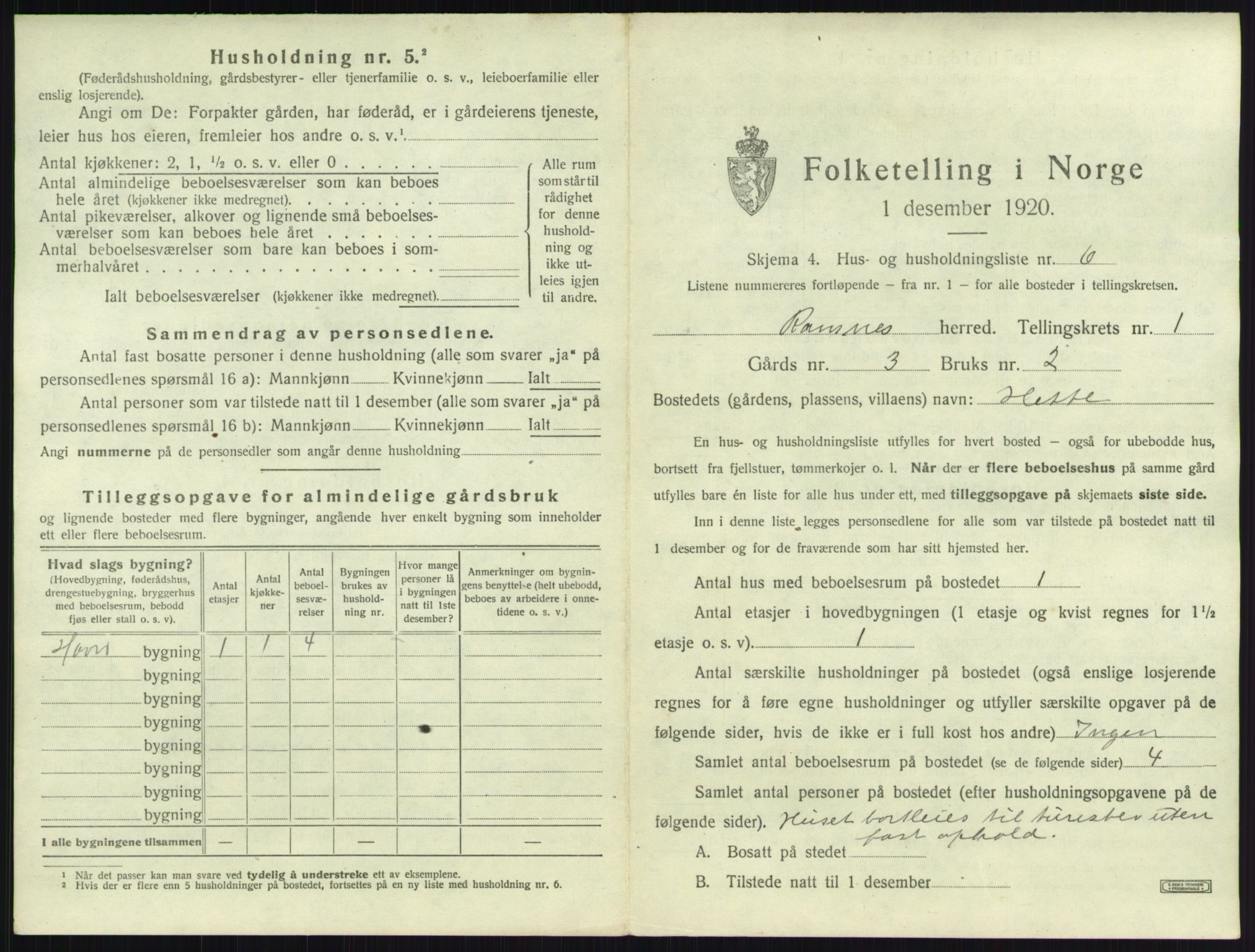 SAKO, 1920 census for Ramnes, 1920, p. 43