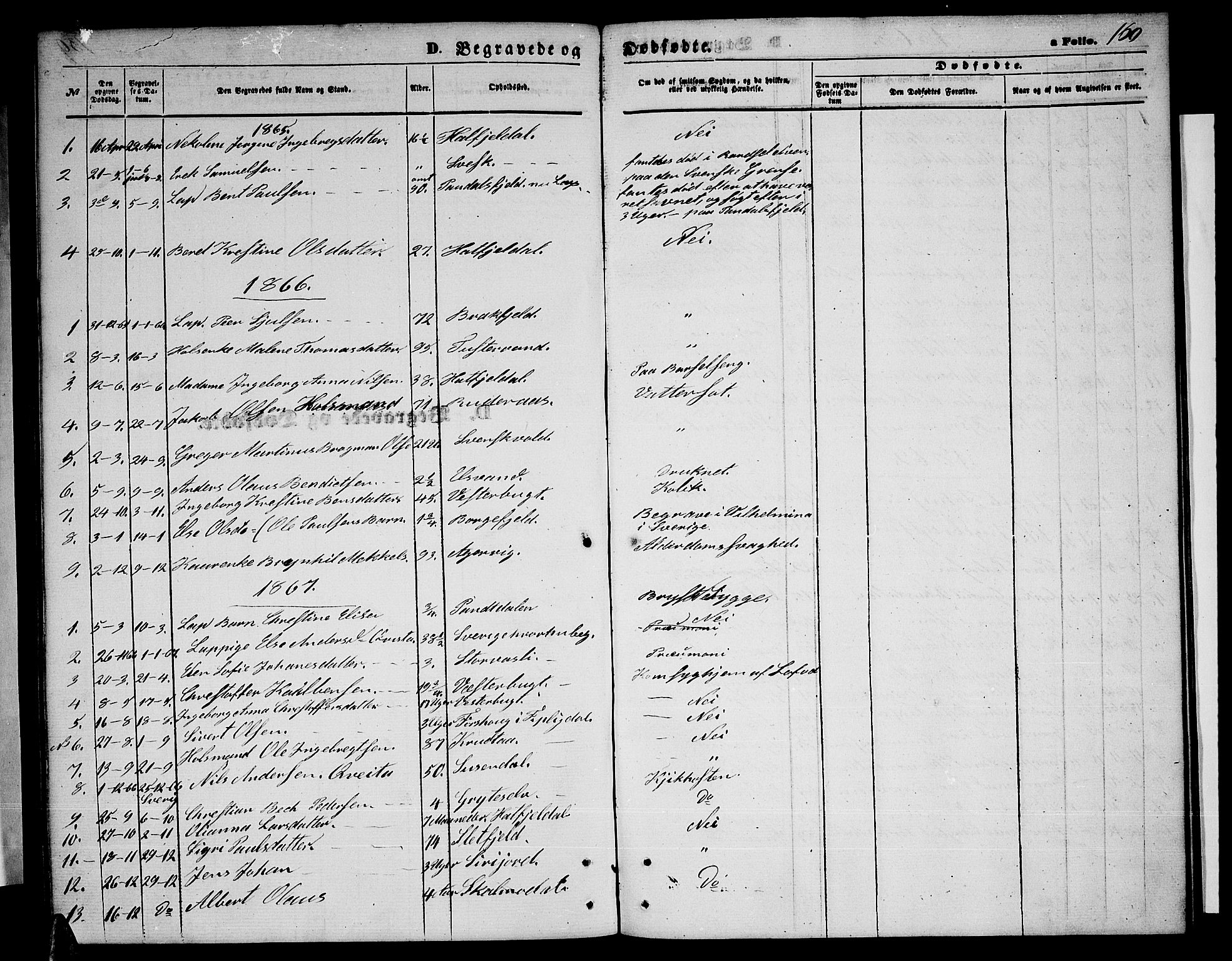 Ministerialprotokoller, klokkerbøker og fødselsregistre - Nordland, SAT/A-1459/823/L0329: Parish register (copy) no. 823C01, 1865-1878, p. 160