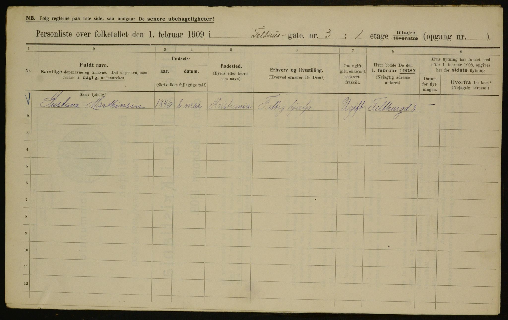 OBA, Municipal Census 1909 for Kristiania, 1909, p. 97510