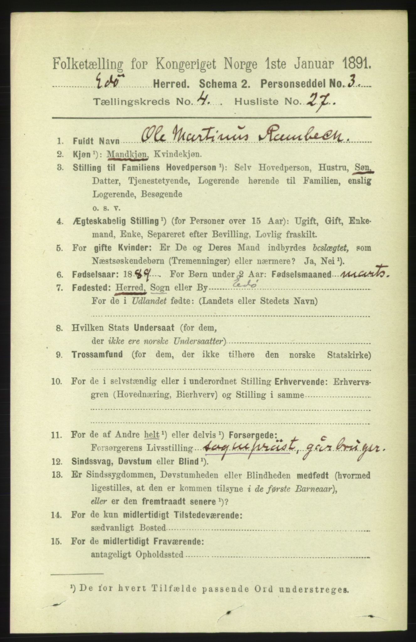 RA, 1891 census for 1573 Edøy, 1891, p. 1129