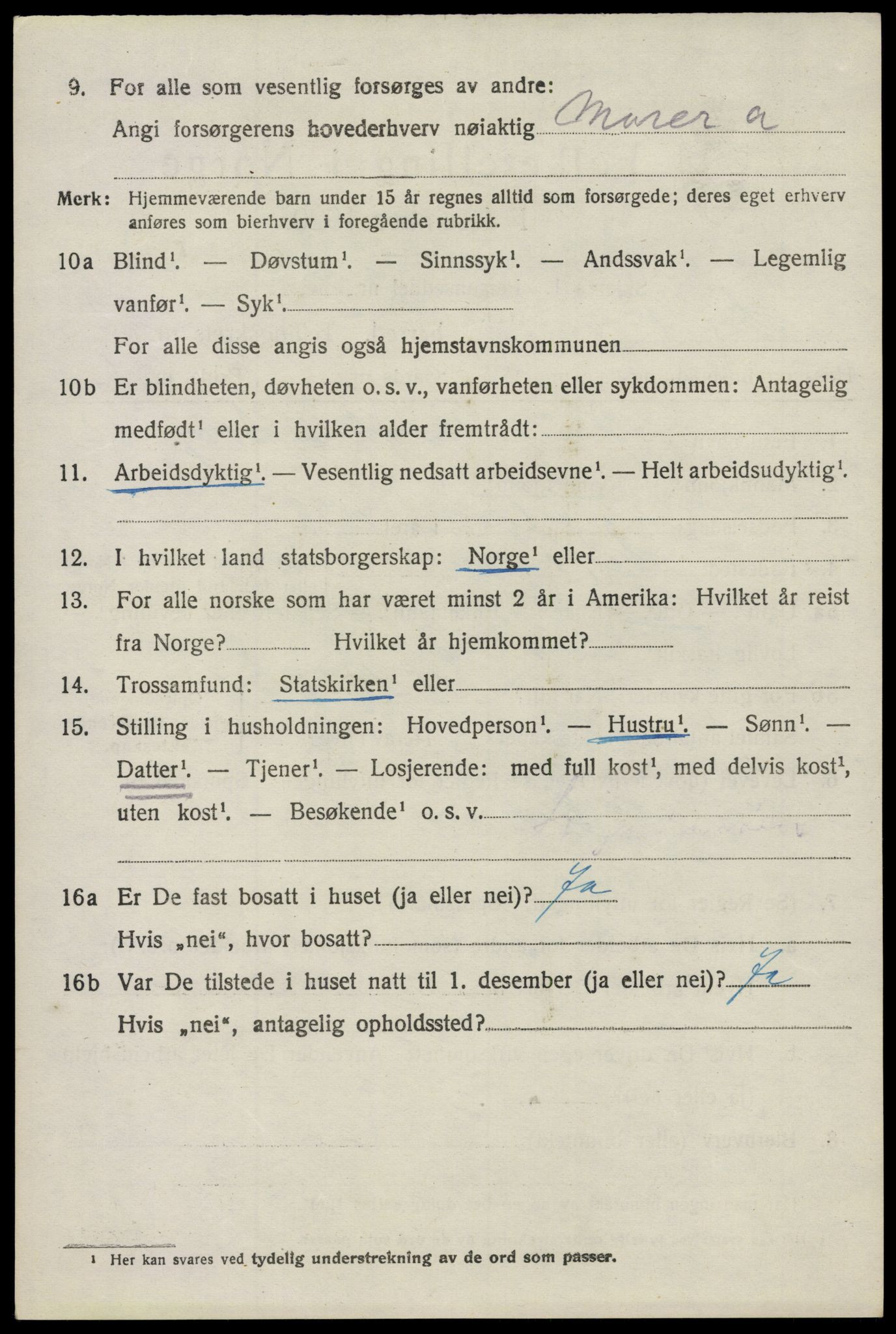 SAO, 1920 census for Nes, 1920, p. 9661