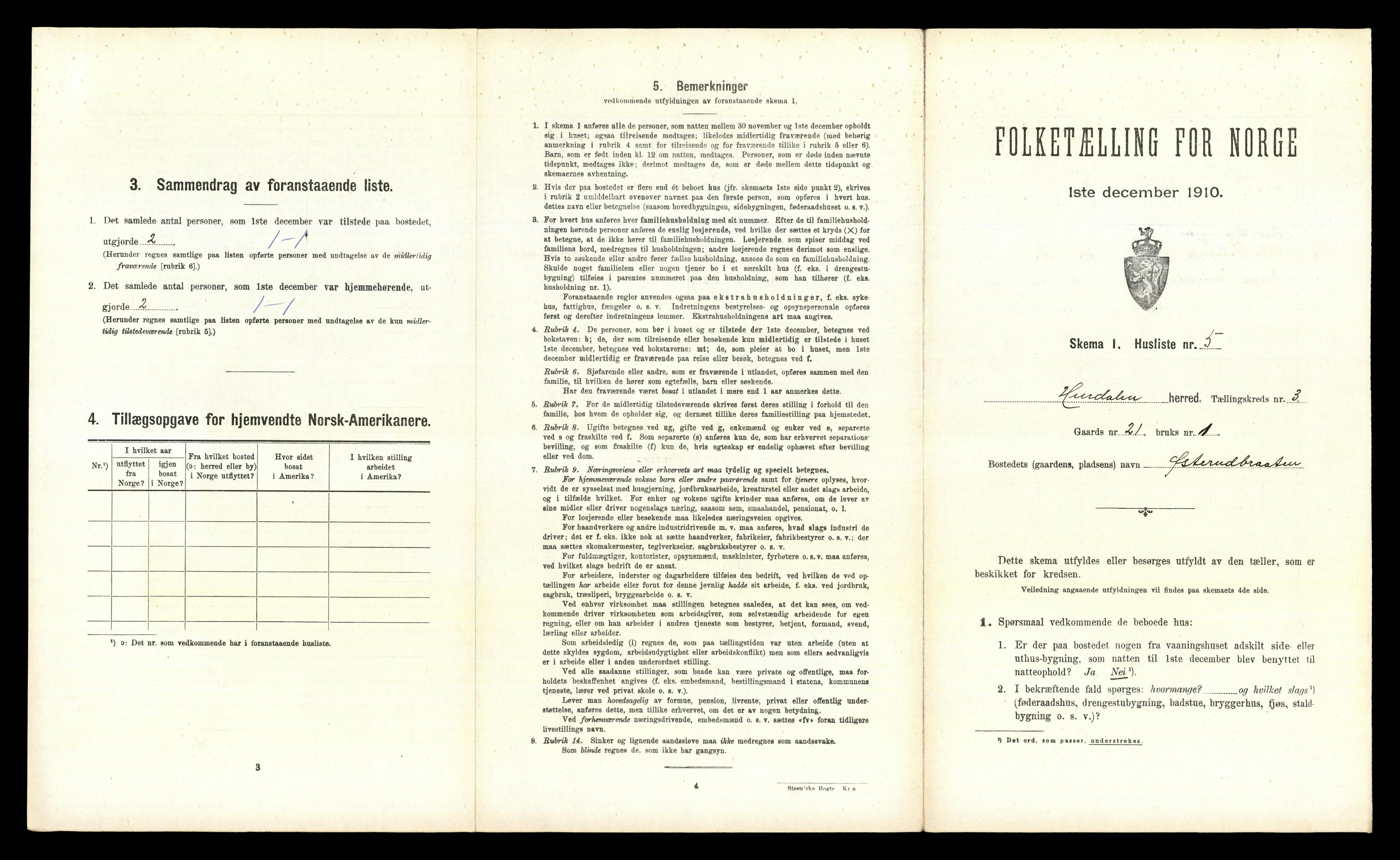 RA, 1910 census for Hurdal, 1910, p. 320