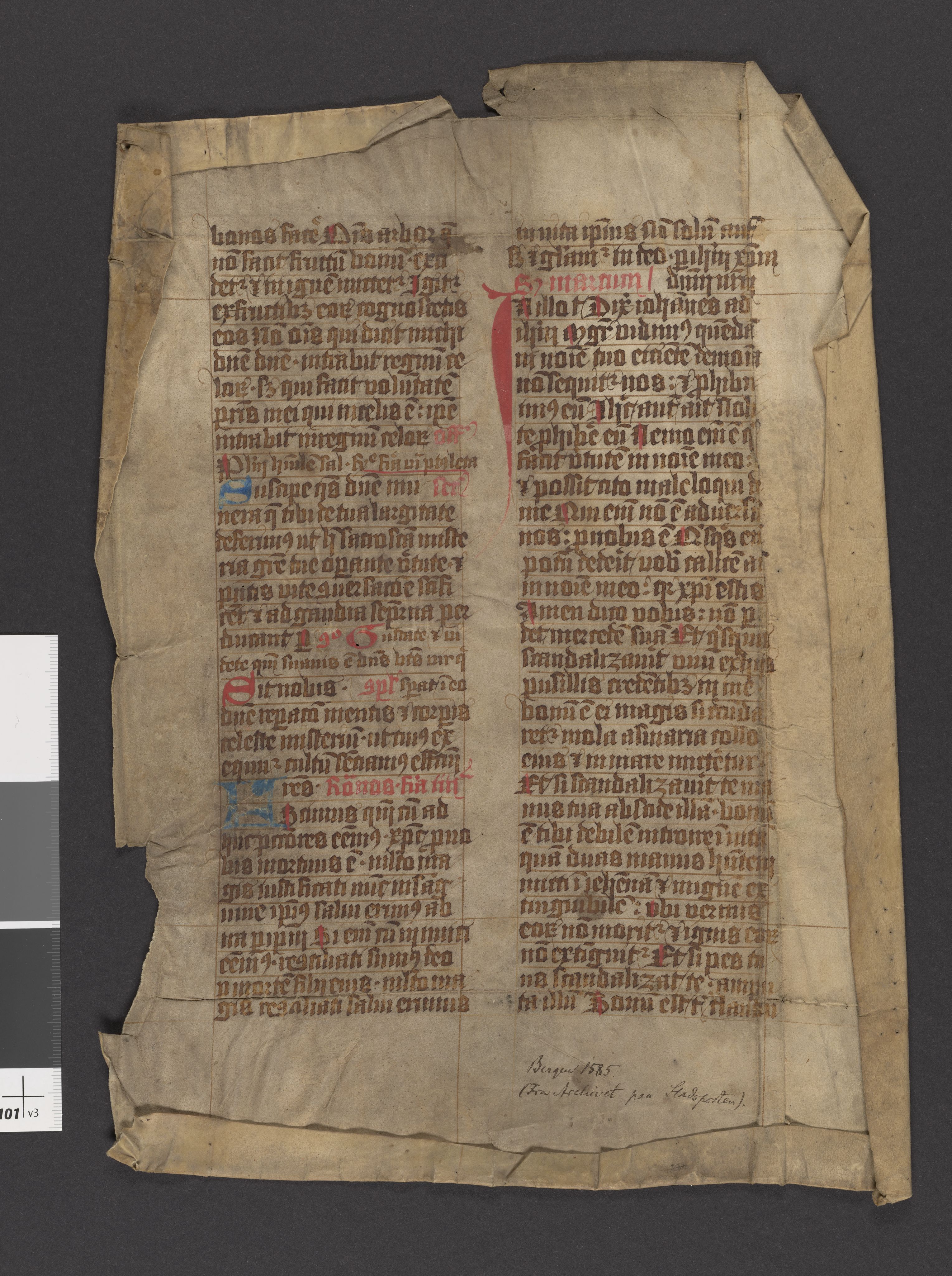 Riksarkivets diplomsamling, AV/RA-EA-5965/F27/F27A/F27Ab/L0001: Latinske fragmenter stort format, 1100-1536, p. 103