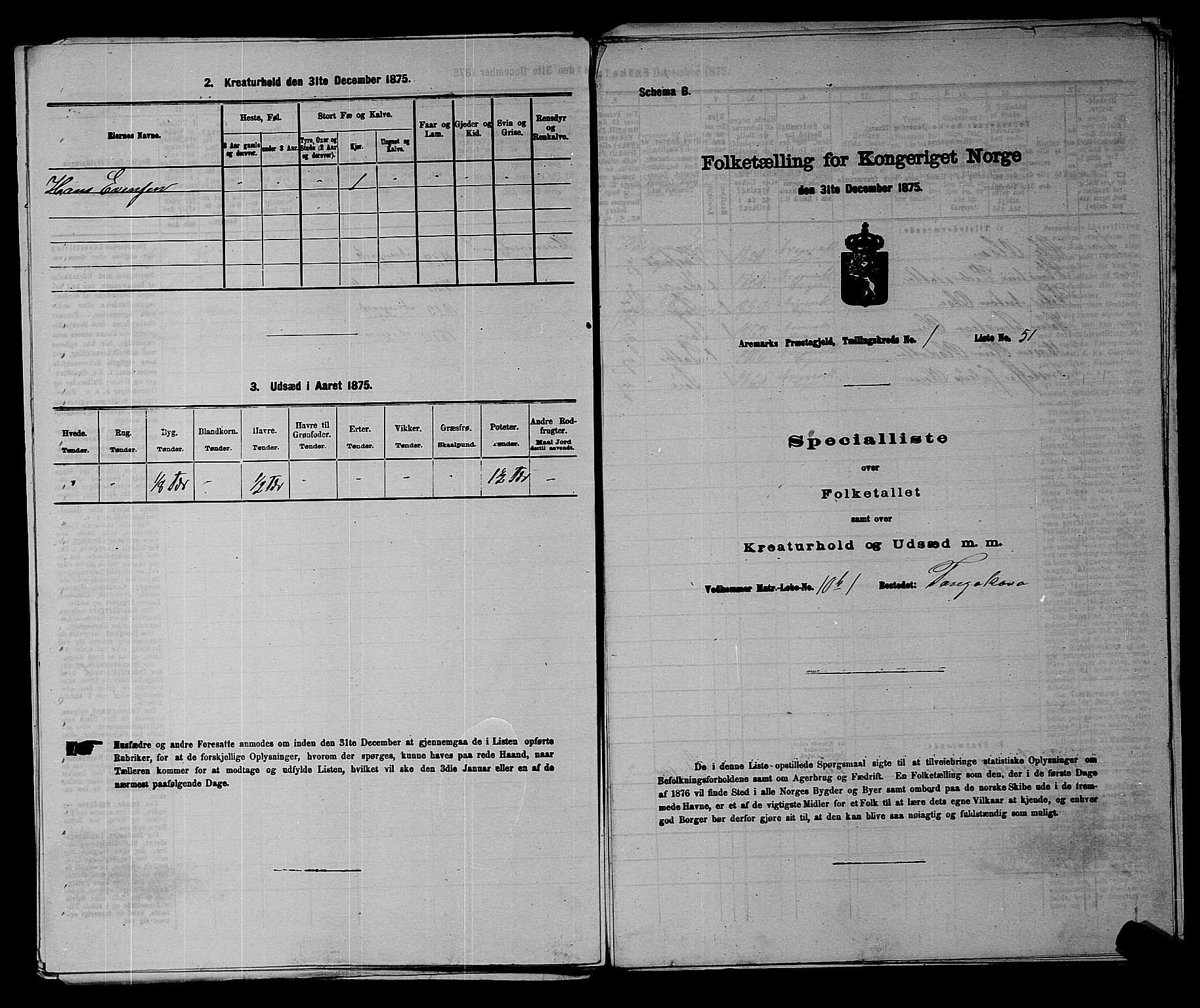 RA, 1875 census for 0118P Aremark, 1875, p. 140