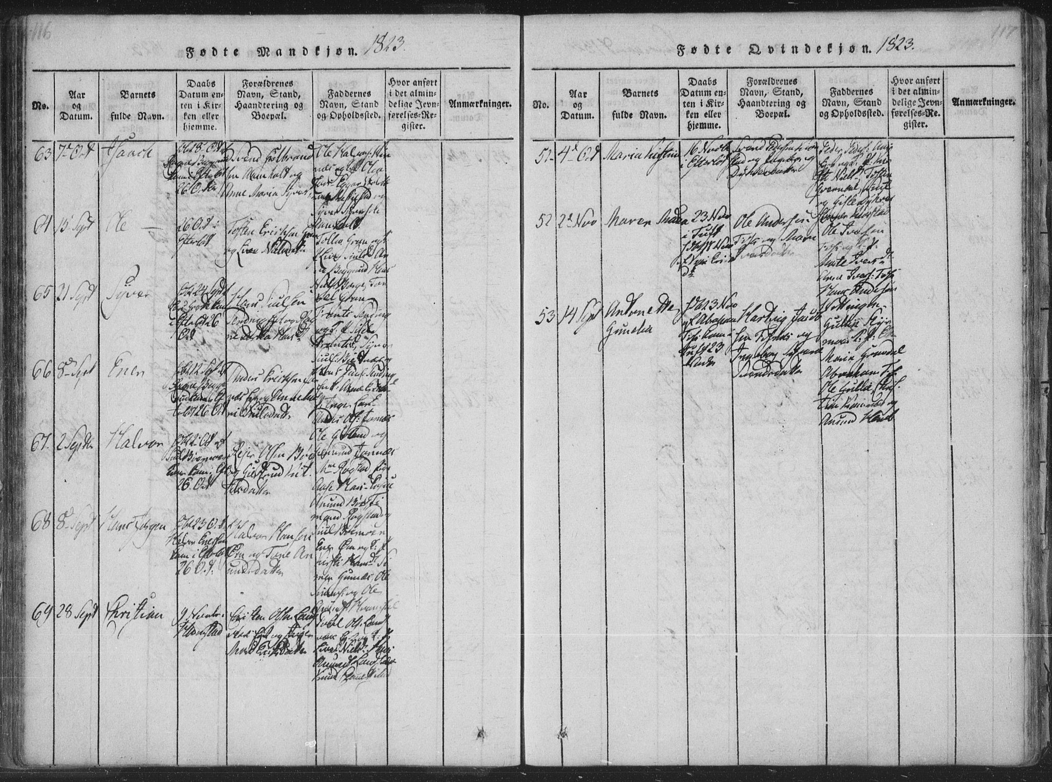 Sandsvær kirkebøker, AV/SAKO-A-244/F/Fa/L0004: Parish register (official) no. I 4, 1817-1839, p. 116-117