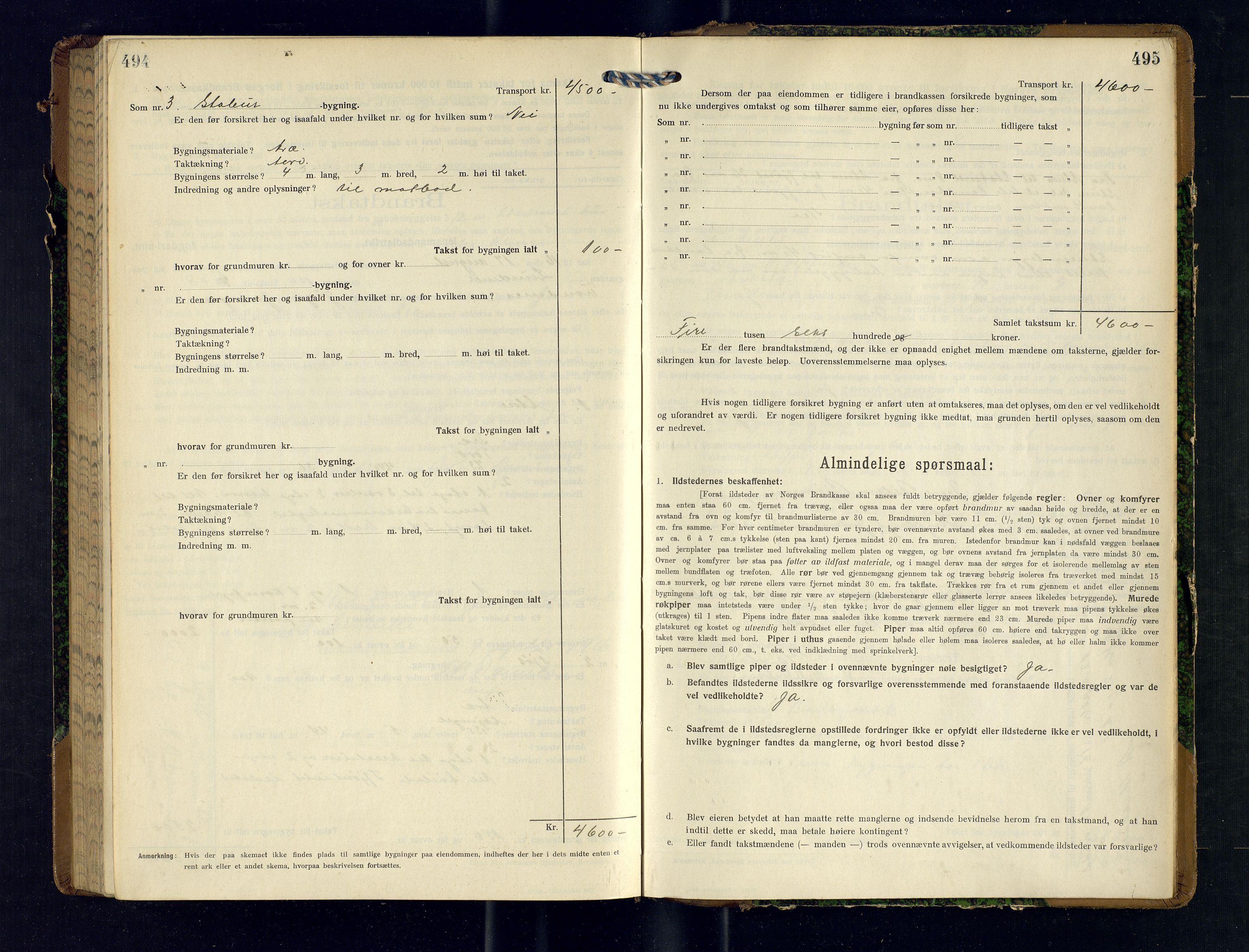 Harstad lensmannskontor, SATØ/SATØ-10/F/Fr/Fra/L0606: Branntakstprotokoll (S). Merket U. Med register, 1914-1916, p. 494-495