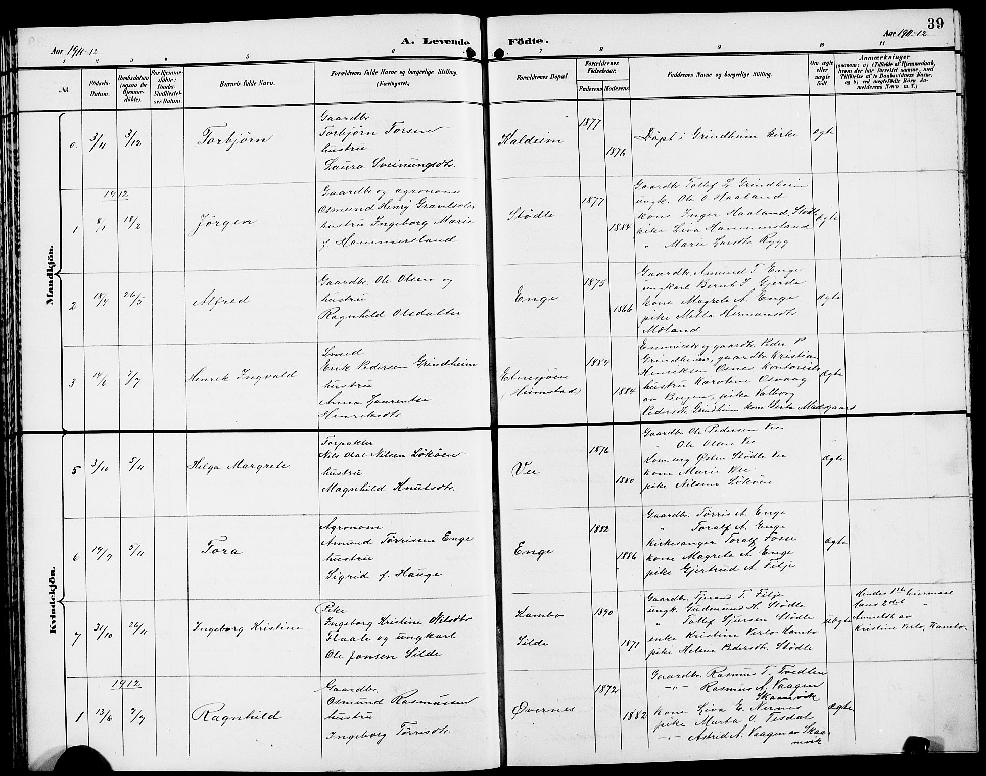 Etne sokneprestembete, SAB/A-75001/H/Hab: Parish register (copy) no. A 6, 1897-1924, p. 39