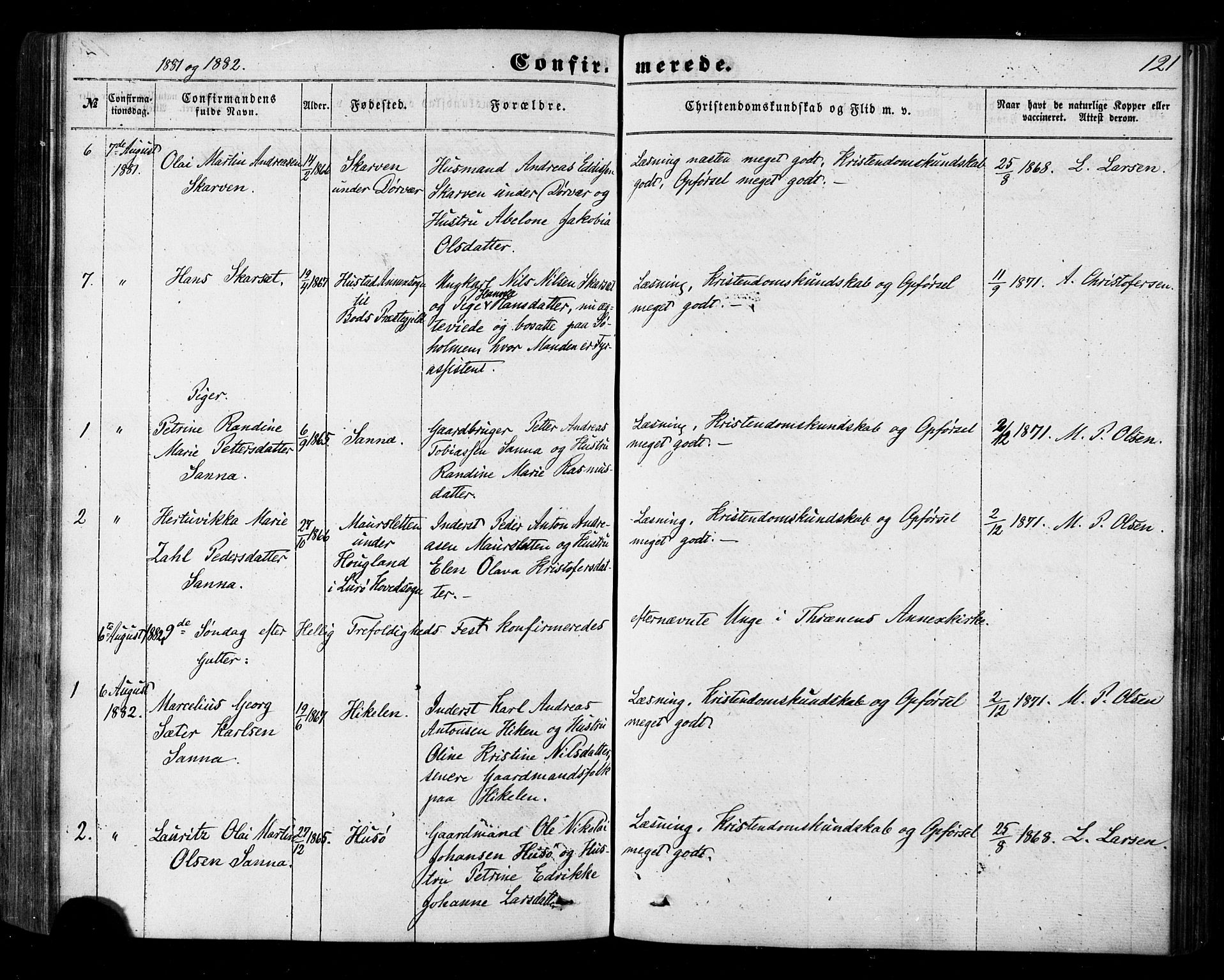 Ministerialprotokoller, klokkerbøker og fødselsregistre - Nordland, AV/SAT-A-1459/840/L0579: Parish register (official) no. 840A01, 1863-1887, p. 121