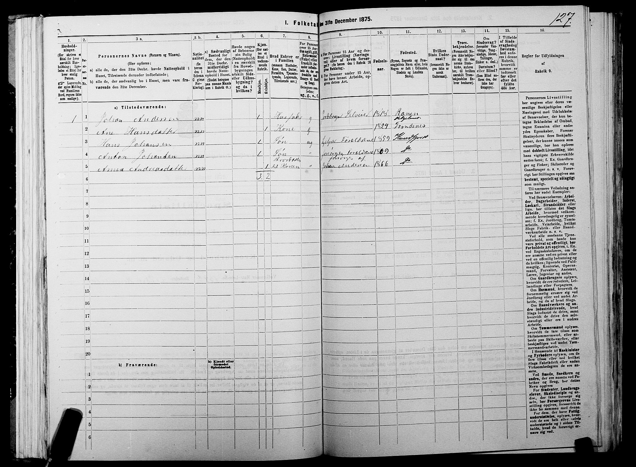 SATØ, 1875 census for 1911P Kvæfjord, 1875, p. 3127