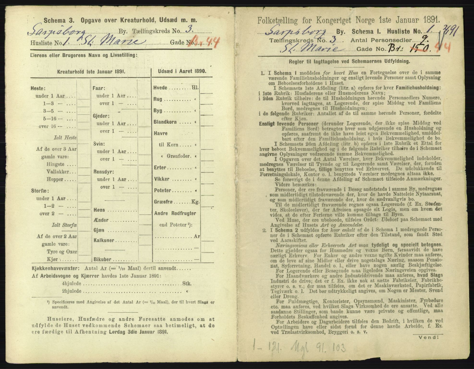 RA, 1891 census for 0102 Sarpsborg, 1891, p. 2190