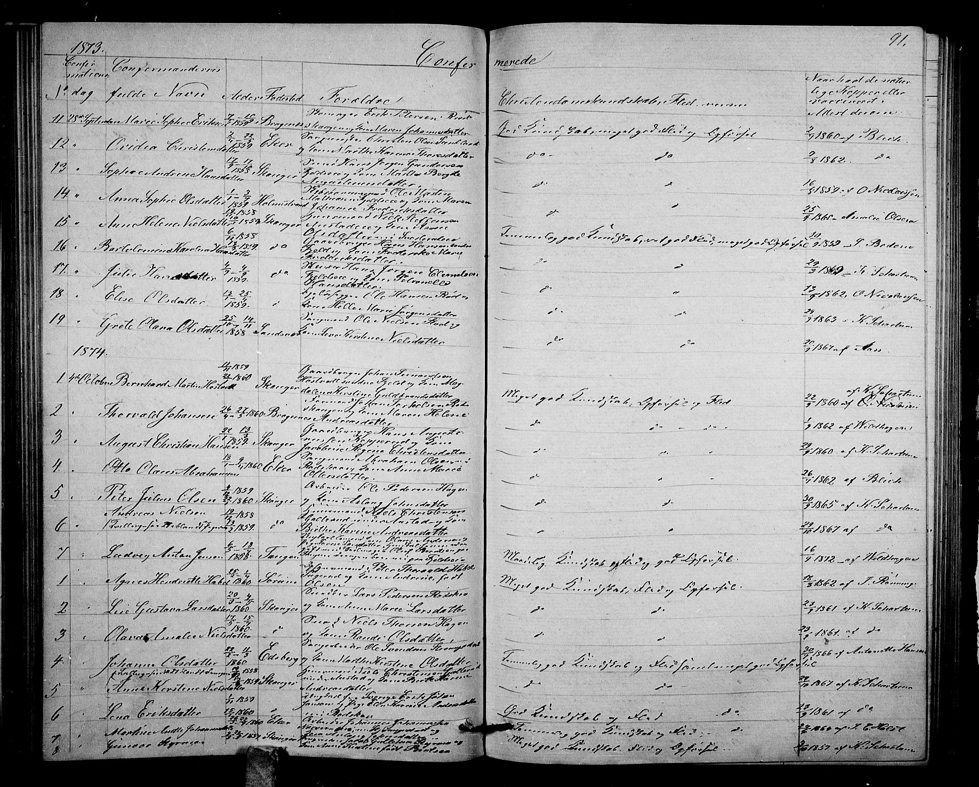 Strømsgodset kirkebøker, SAKO/A-324/G/Ga/L0001: Parish register (copy) no. 1, 1860-1884, p. 91