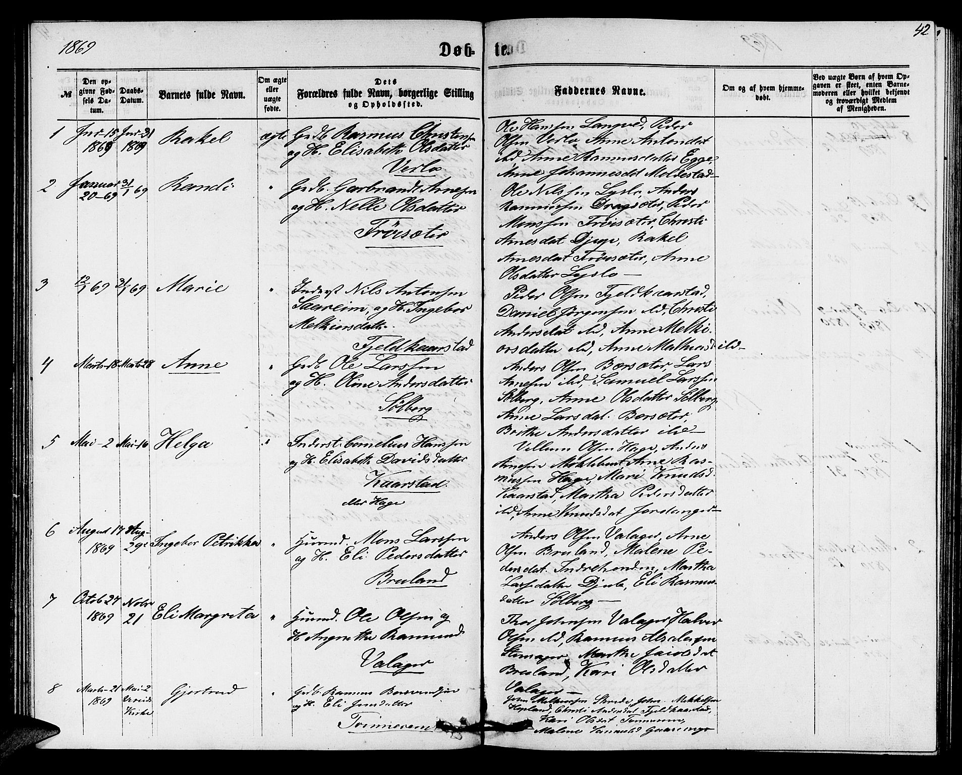Innvik sokneprestembete, SAB/A-80501: Parish register (copy) no. C 2, 1864-1882, p. 42