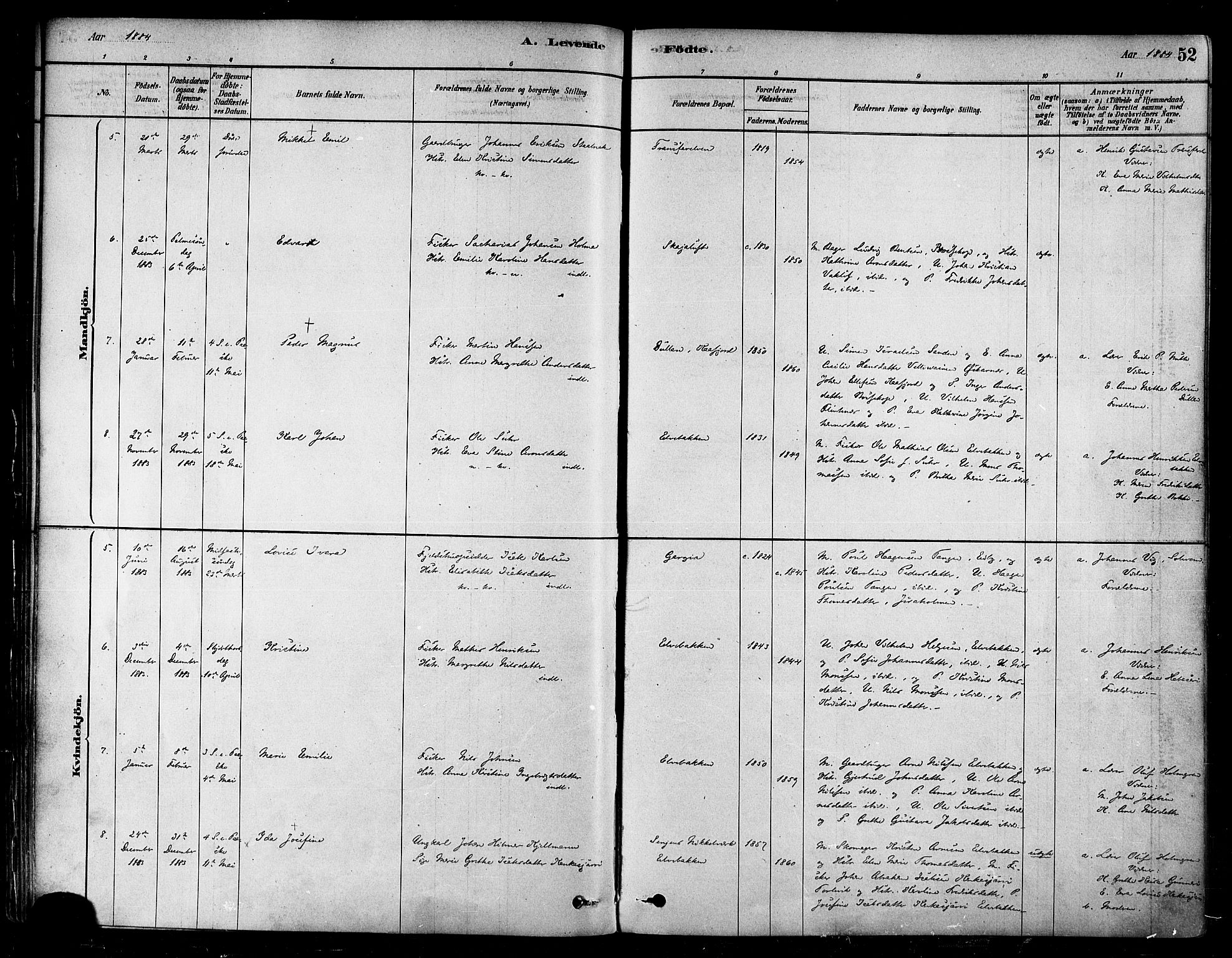 Alta sokneprestkontor, SATØ/S-1338/H/Ha/L0002.kirke: Parish register (official) no. 2, 1879-1892, p. 52