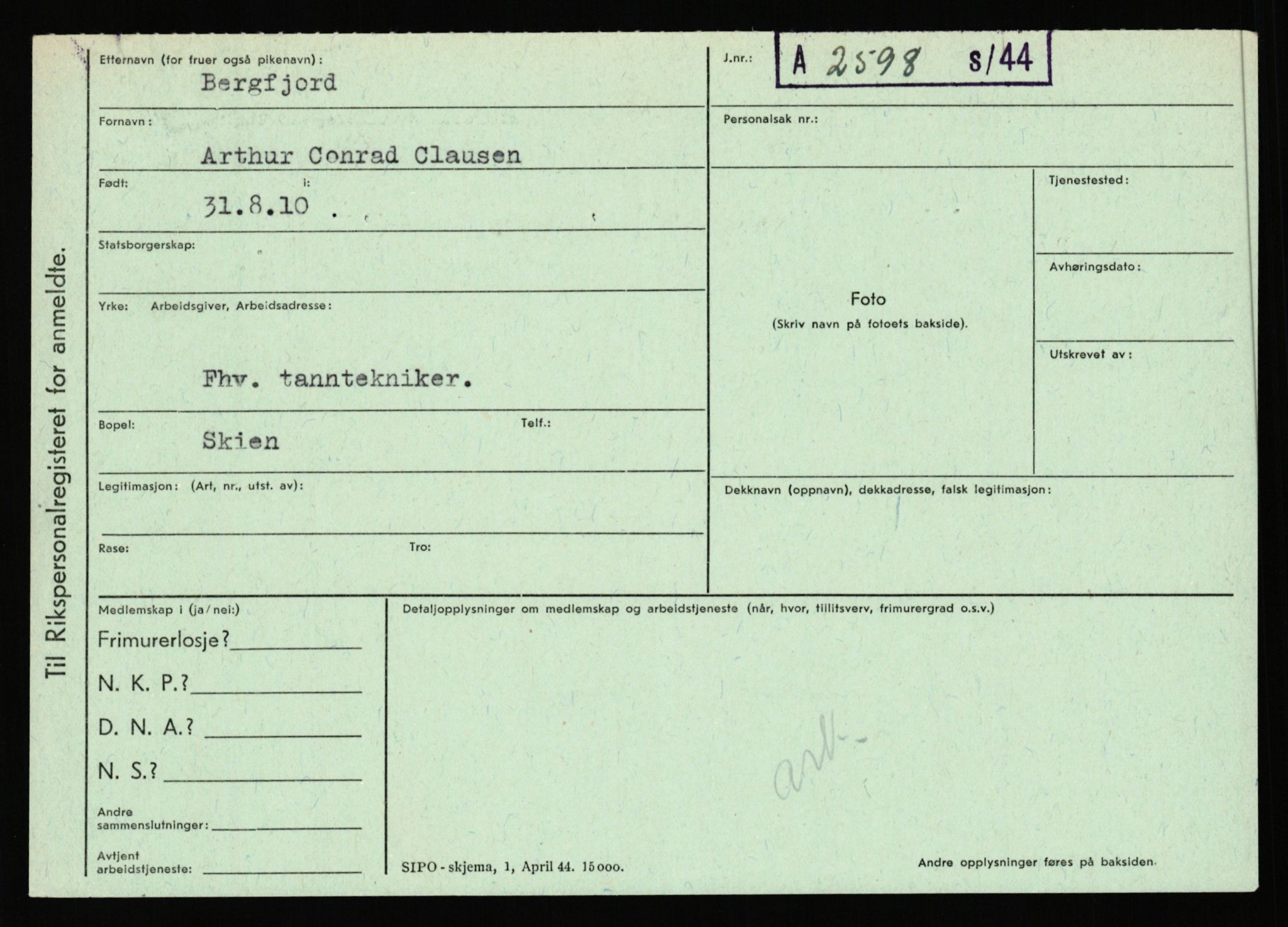 Statspolitiet - Hovedkontoret / Osloavdelingen, AV/RA-S-1329/C/Ca/L0002: Arneberg - Brand, 1943-1945, p. 2683