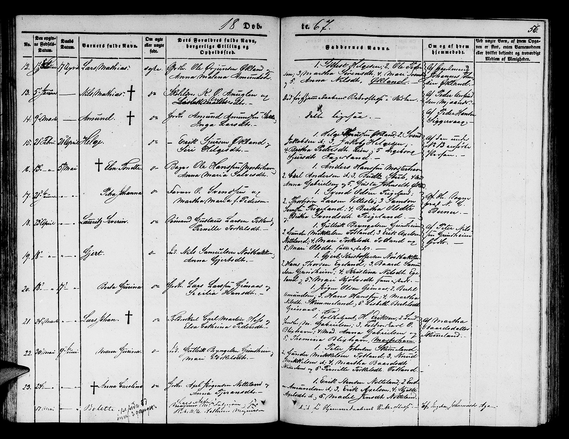 Finnås sokneprestembete, SAB/A-99925/H/Ha/Hab/Haba/L0001: Parish register (copy) no. A 1, 1851-1873, p. 56