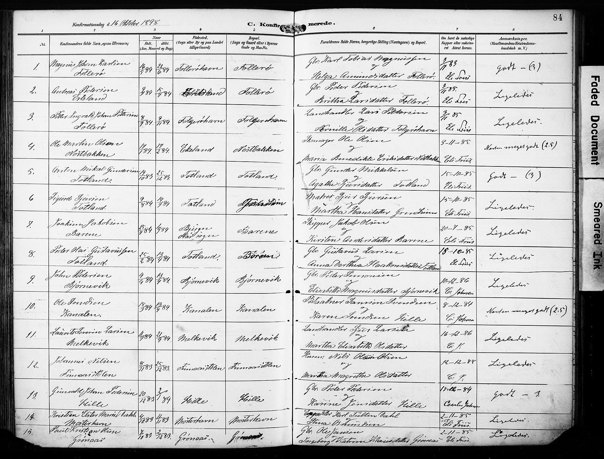 Finnås sokneprestembete, SAB/A-99925/H/Ha/Haa/Haab/L0002: Parish register (official) no. B 2, 1895-1906, p. 84