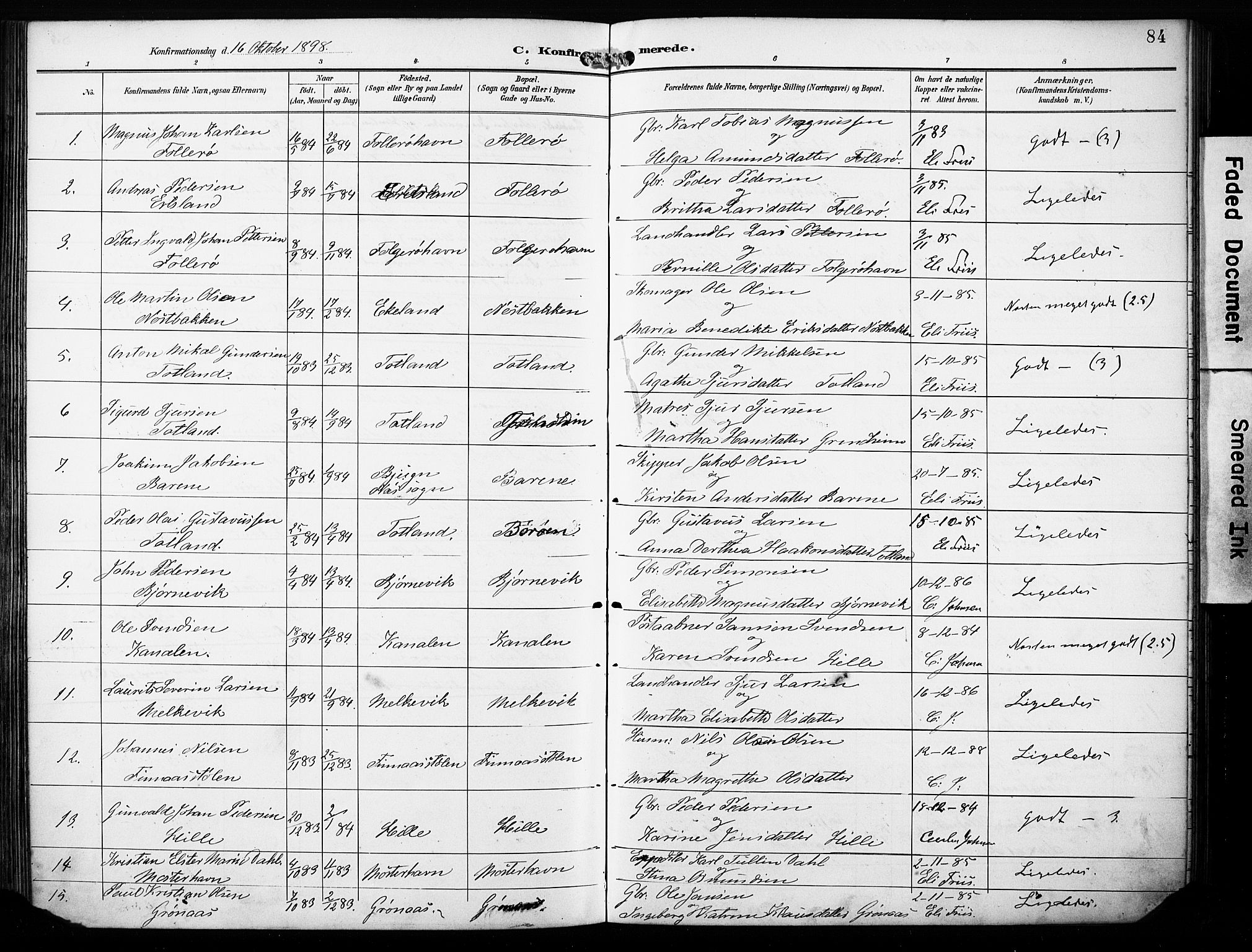 Finnås sokneprestembete, AV/SAB-A-99925/H/Ha/Haa/Haab/L0002: Parish register (official) no. B 2, 1895-1906, p. 84