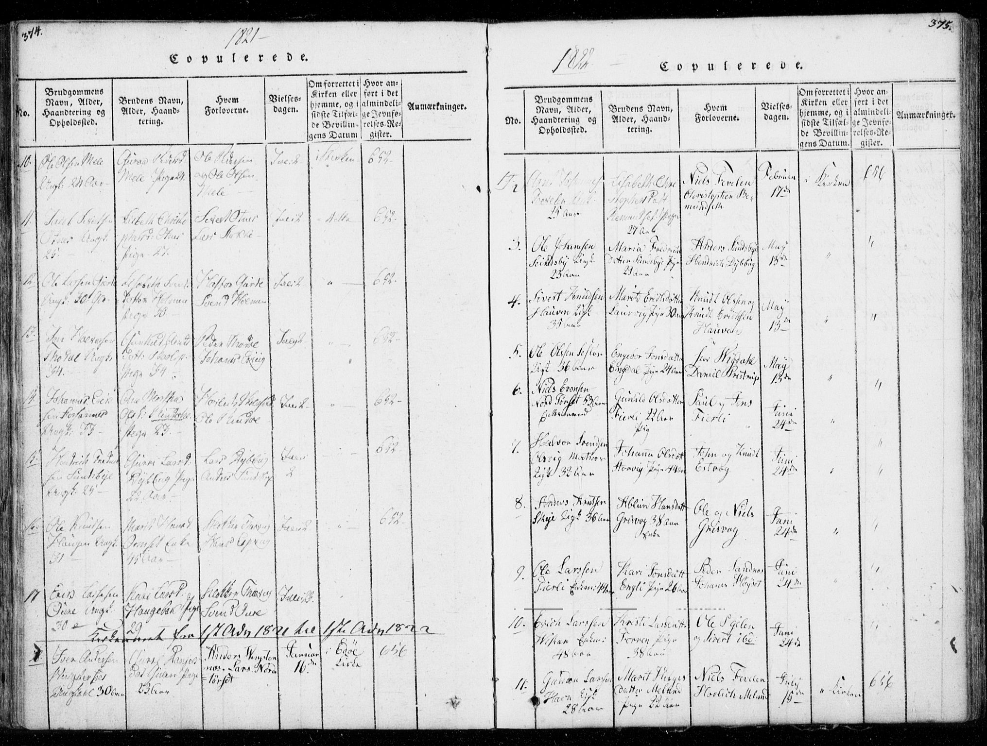 Ministerialprotokoller, klokkerbøker og fødselsregistre - Møre og Romsdal, AV/SAT-A-1454/578/L0903: Parish register (official) no. 578A02, 1819-1838, p. 374-375