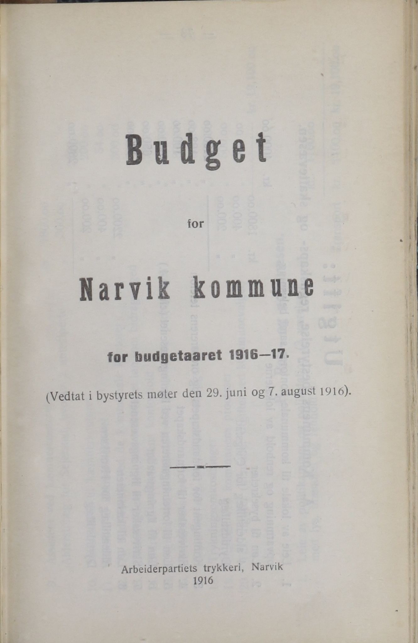 Narvik kommune. Formannskap , AIN/K-18050.150/A/Ab/L0006: Møtebok, 1916