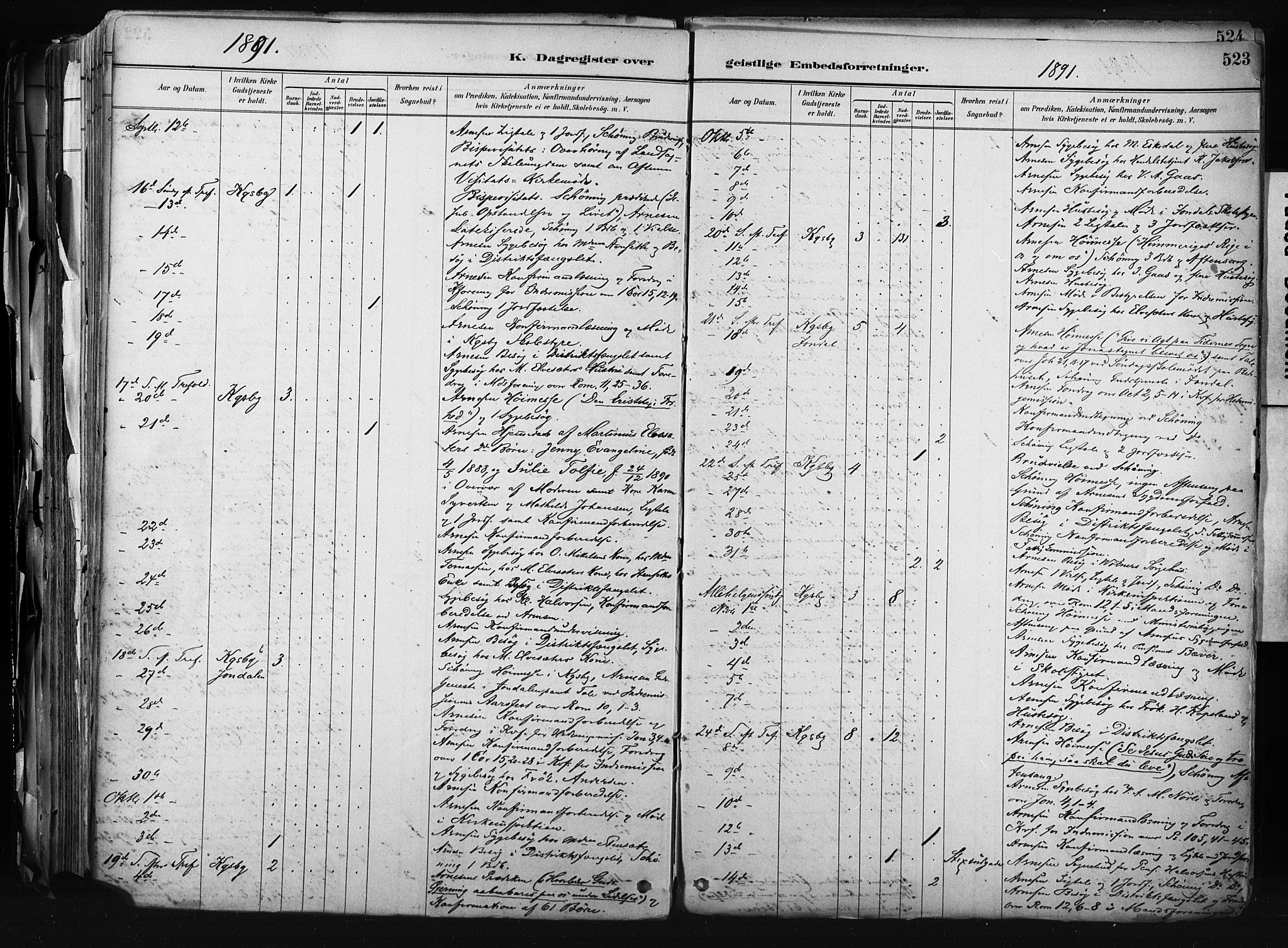 Kongsberg kirkebøker, AV/SAKO-A-22/F/Fb/L0002: Parish register (official) no. II 2, 1886-1896, p. 523