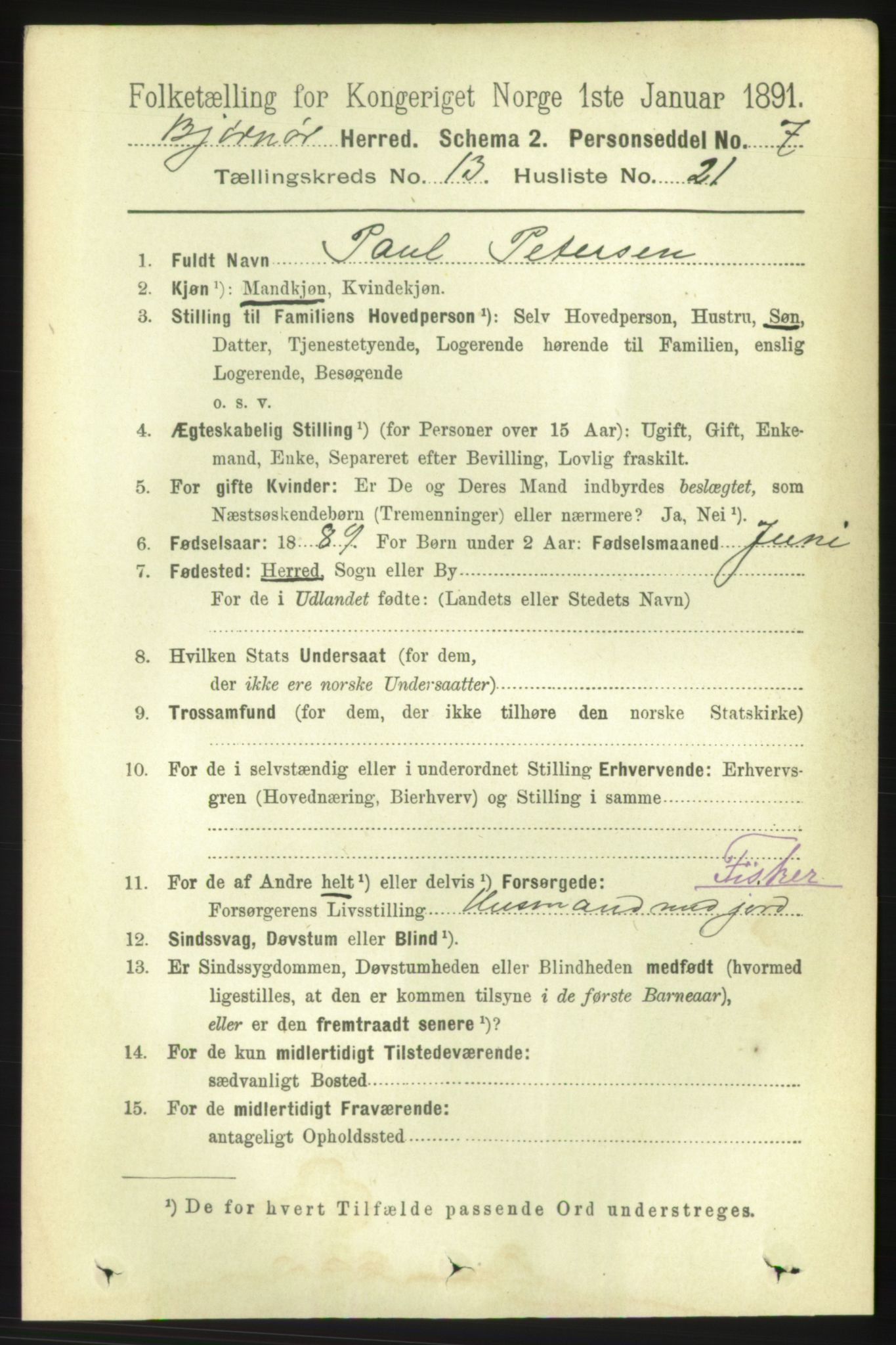 RA, 1891 census for 1632 Bjørnør, 1891, p. 5688