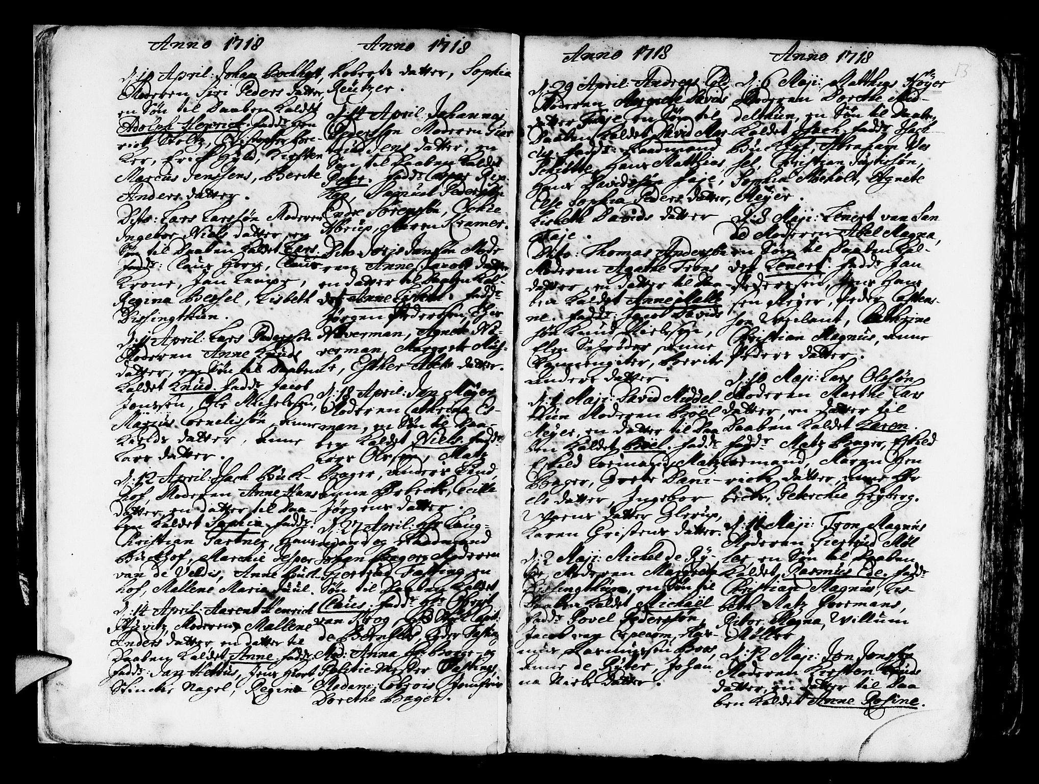 Nykirken Sokneprestembete, AV/SAB-A-77101/H/Haa/L0003: Parish register (official) no. A 3, 1717-1764, p. 13