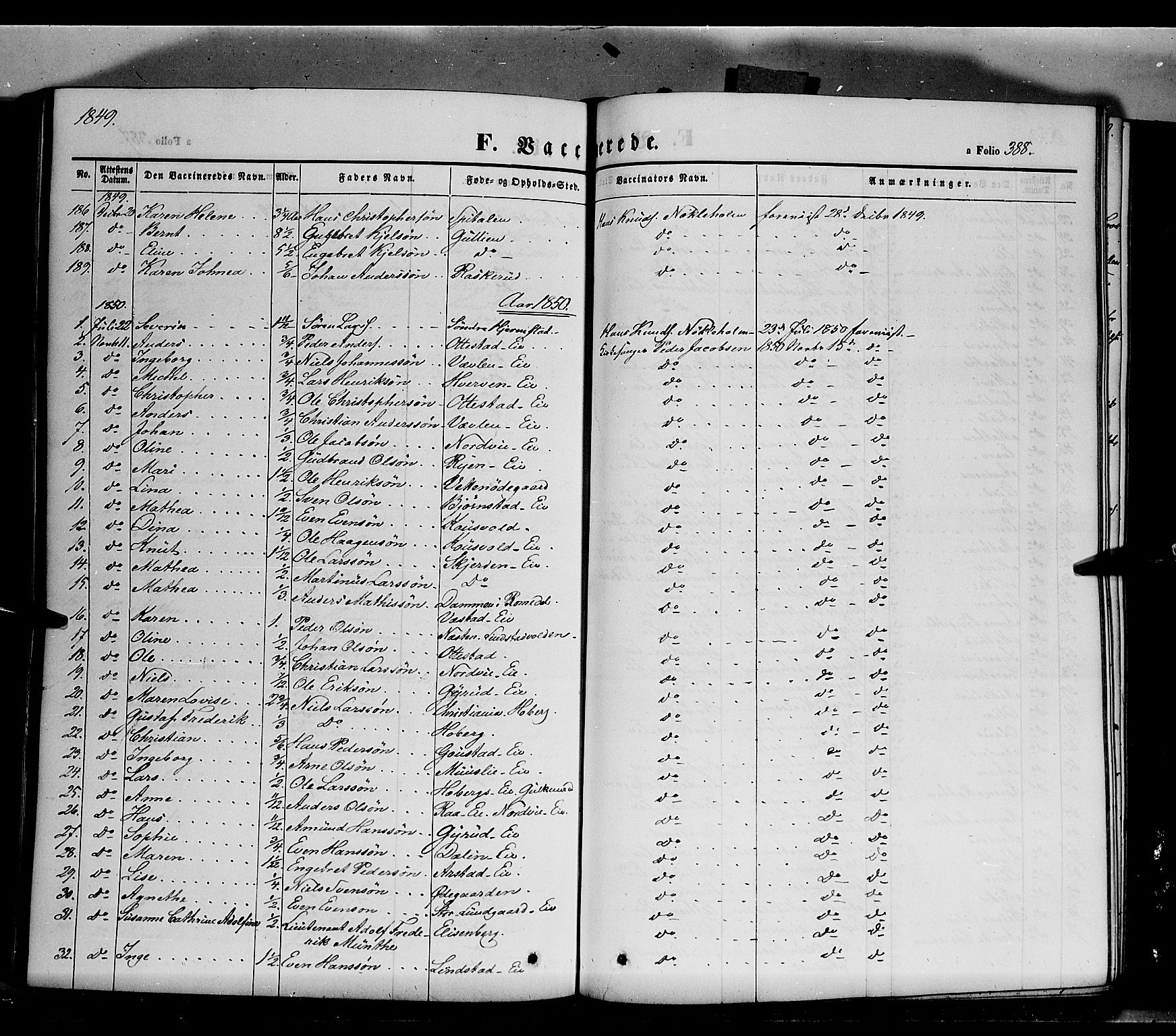 Stange prestekontor, SAH/PREST-002/K/L0011: Parish register (official) no. 11, 1846-1852, p. 388