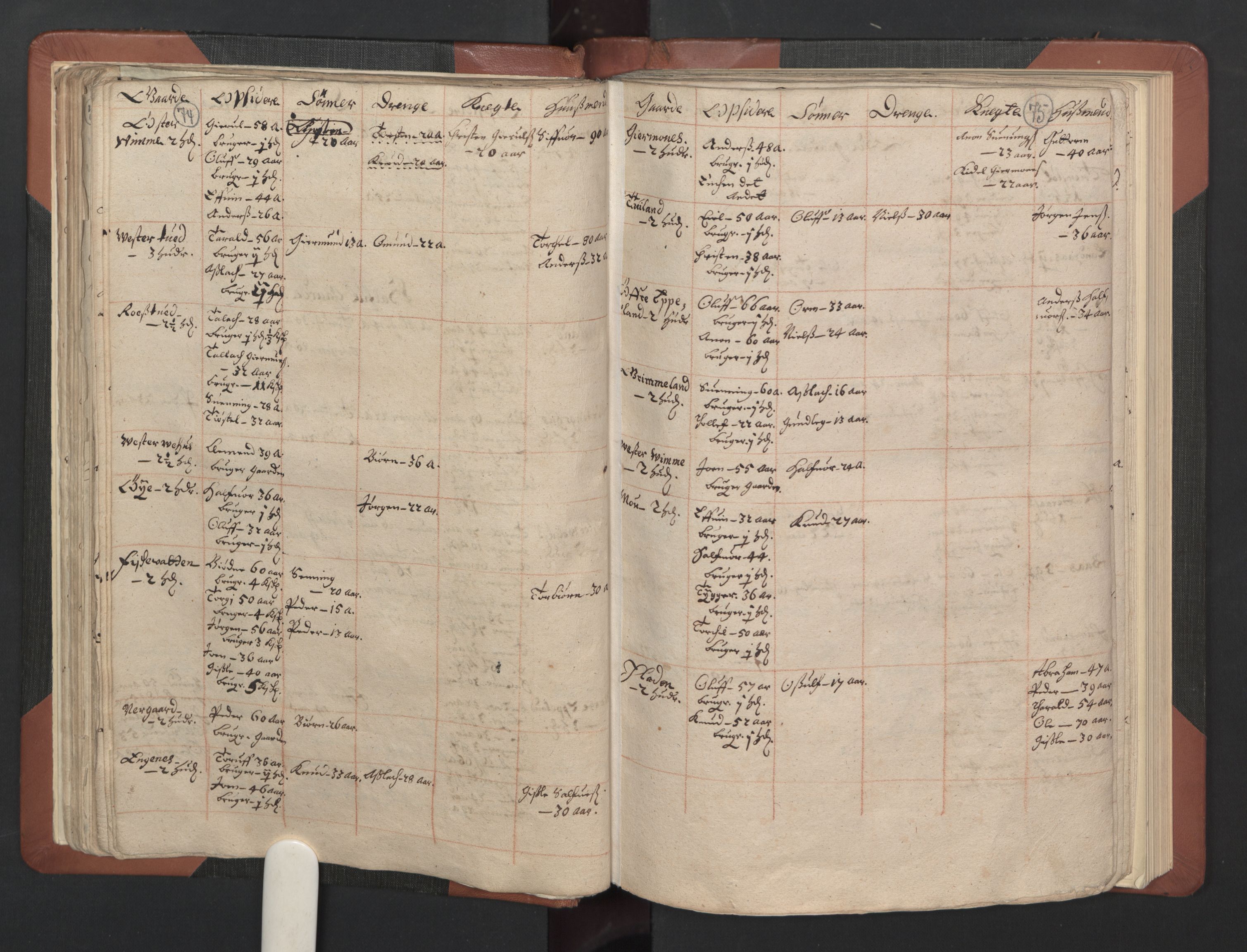 RA, Bailiff's Census 1664-1666, no. 8: Råbyggelaget fogderi, 1664-1665, p. 74-75