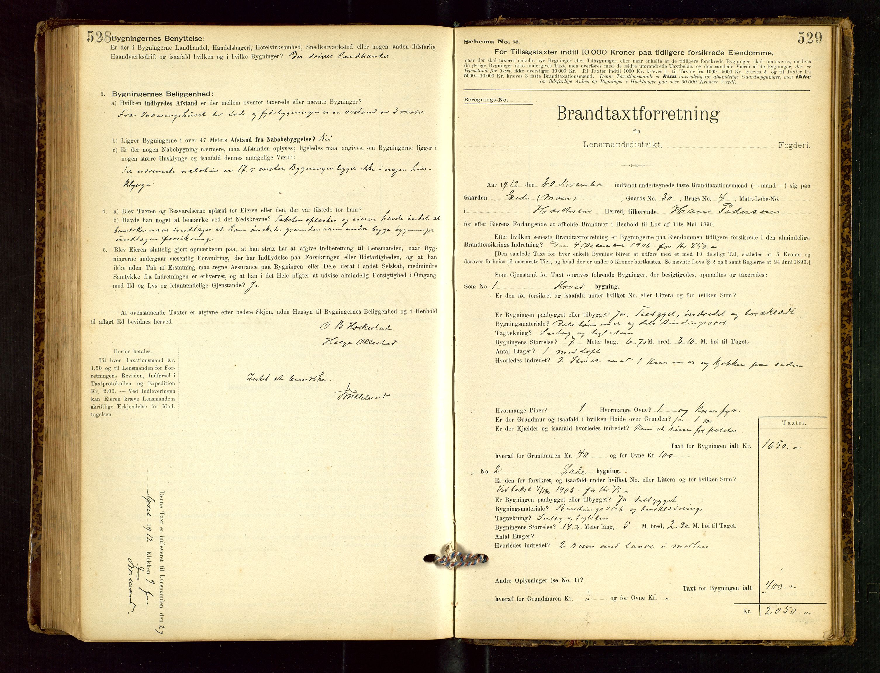 Heskestad lensmannskontor, SAST/A-100304/Gob/L0001: "Brandtaxationsprotokol", 1894-1915, p. 528-529