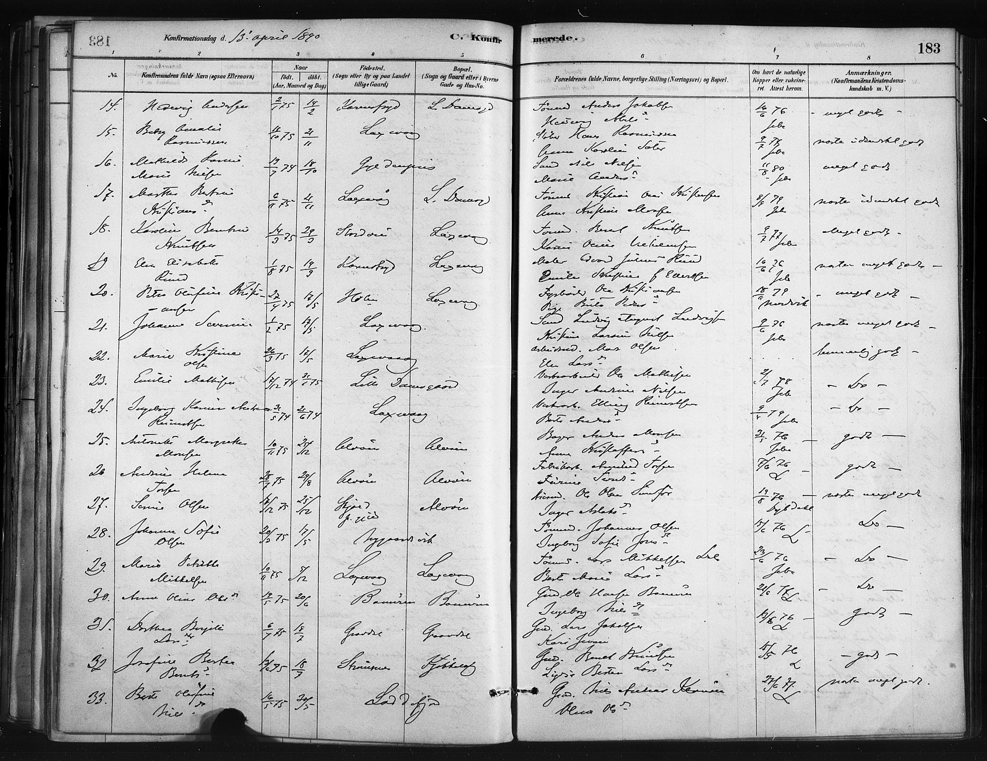 Askøy Sokneprestembete, AV/SAB-A-74101/H/Ha/Haa/Haae/L0002: Parish register (official) no. E 2, 1878-1891, p. 183