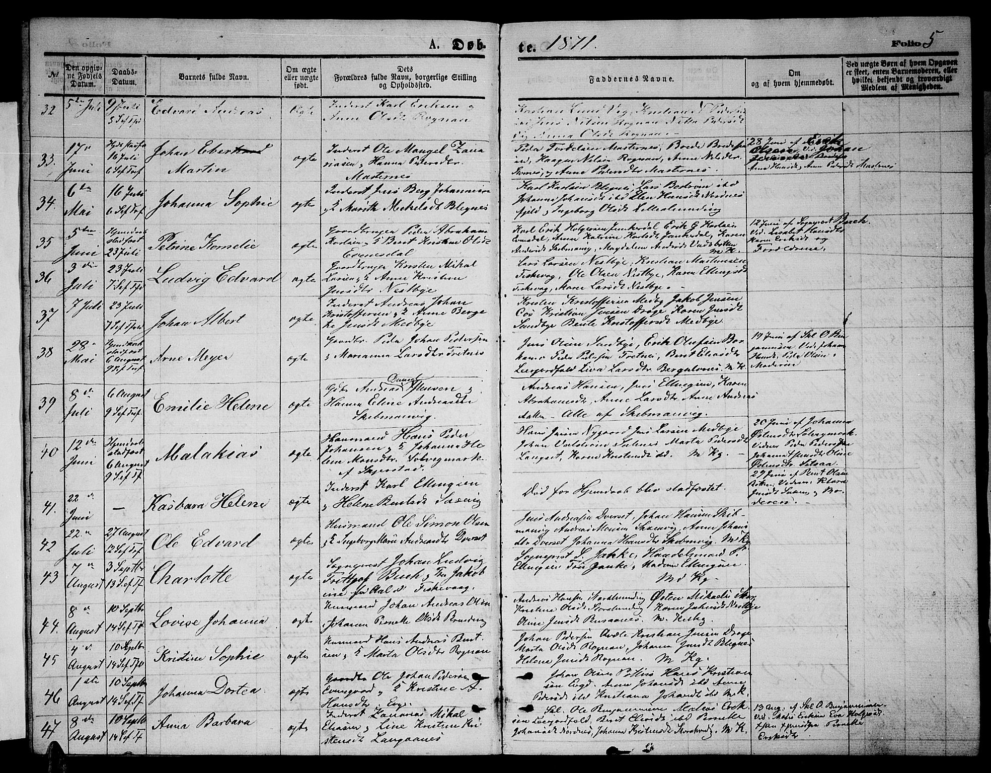 Ministerialprotokoller, klokkerbøker og fødselsregistre - Nordland, SAT/A-1459/847/L0679: Parish register (copy) no. 847C07, 1870-1888, p. 5