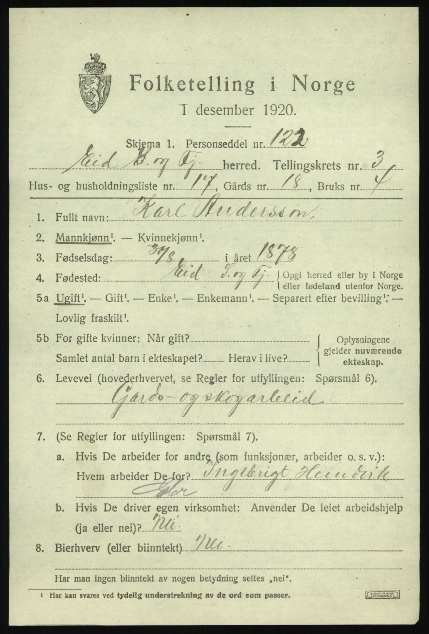 SAB, 1920 census for Eid, 1920, p. 2242