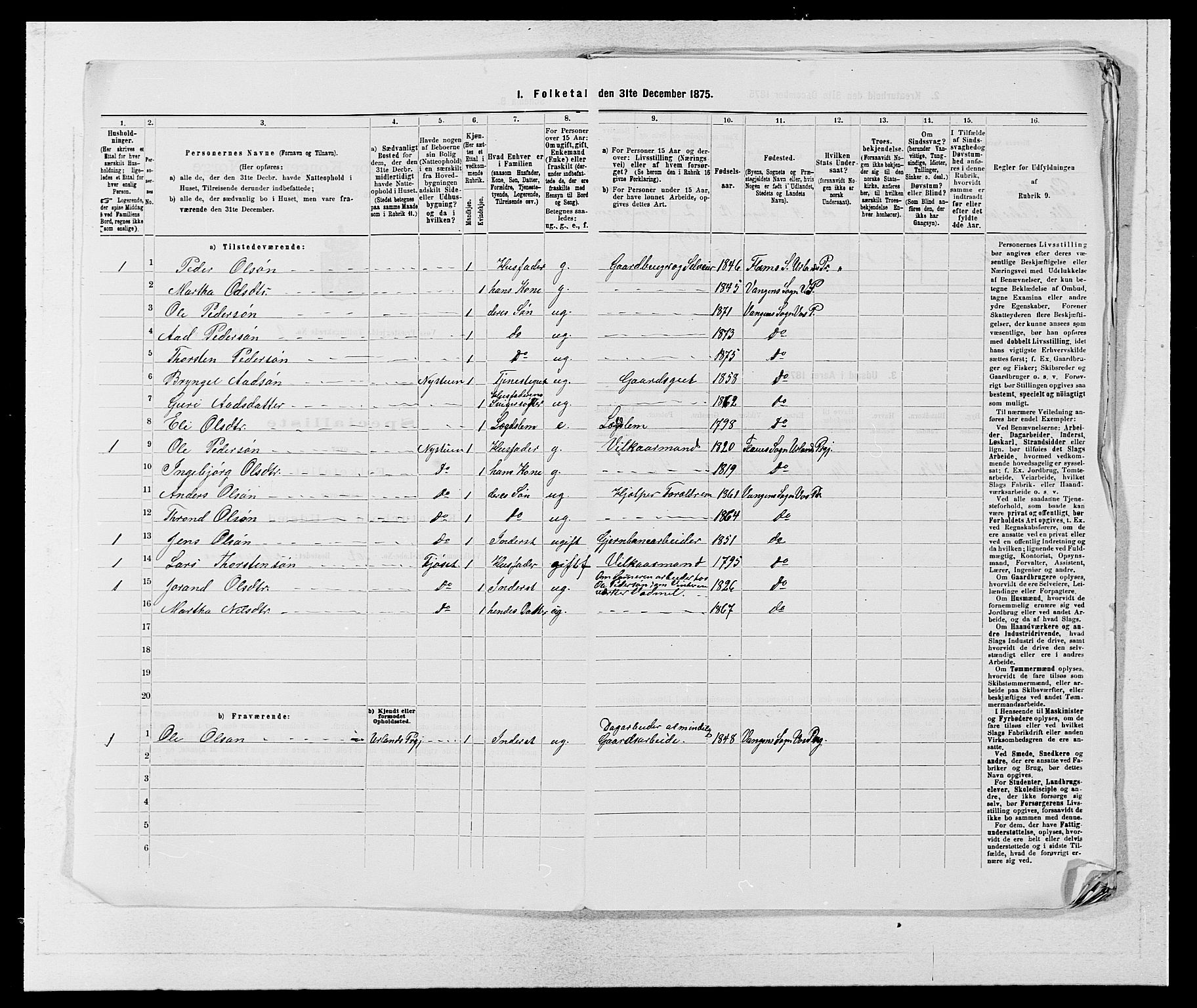 SAB, 1875 census for 1235P Voss, 1875, p. 1048