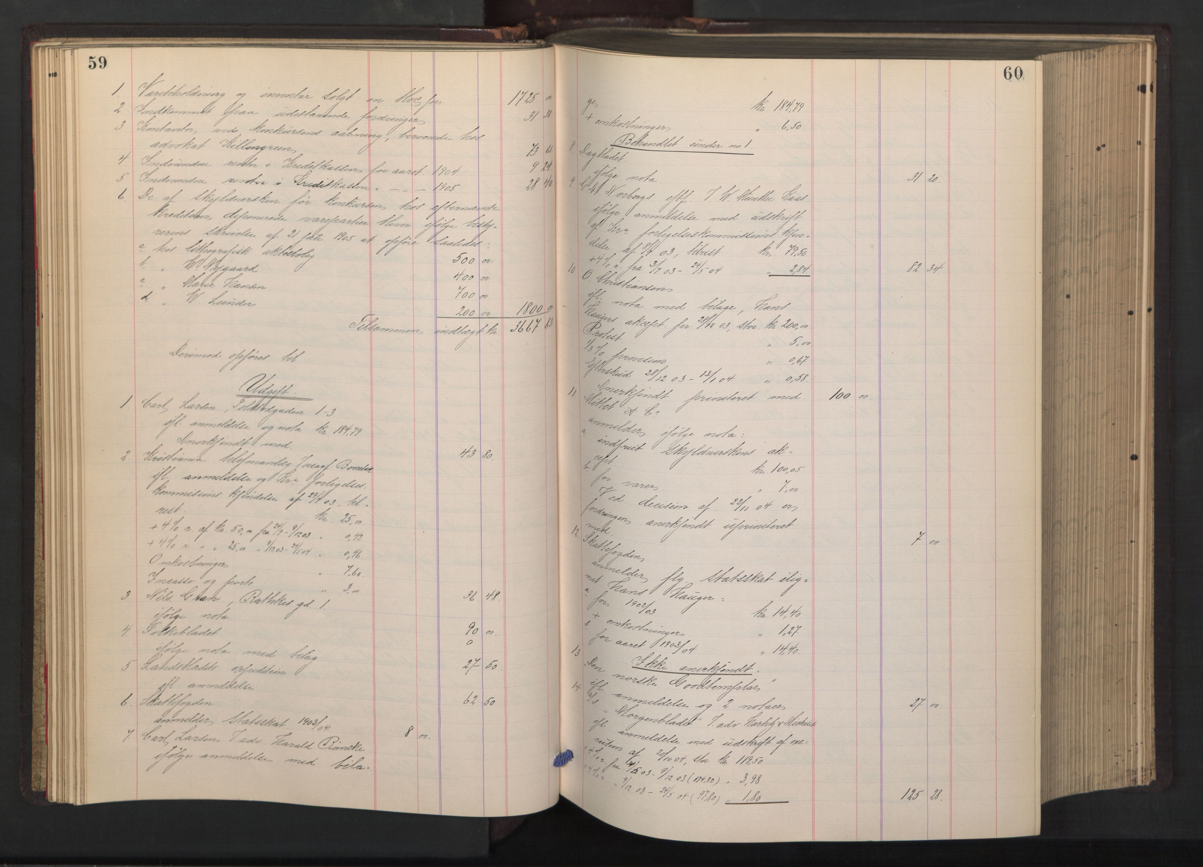 Oslo skifterett, AV/SAO-A-10383/H/Hd/Hdb/L0005: Skifteutlodningsprotokoll, 1905-1907, p. 59-60