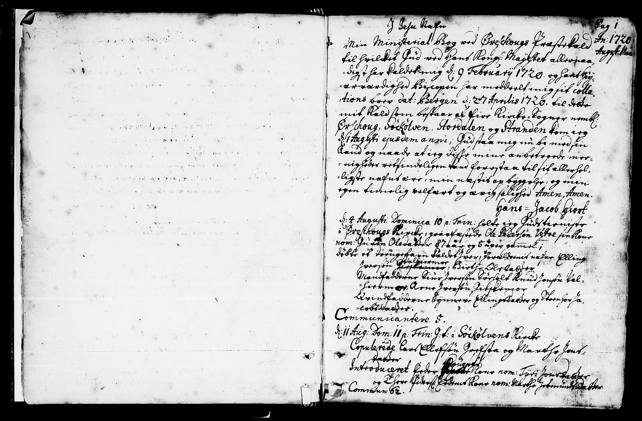 Ministerialprotokoller, klokkerbøker og fødselsregistre - Møre og Romsdal, AV/SAT-A-1454/522/L0306: Parish register (official) no. 522A01, 1720-1743, p. 0-1