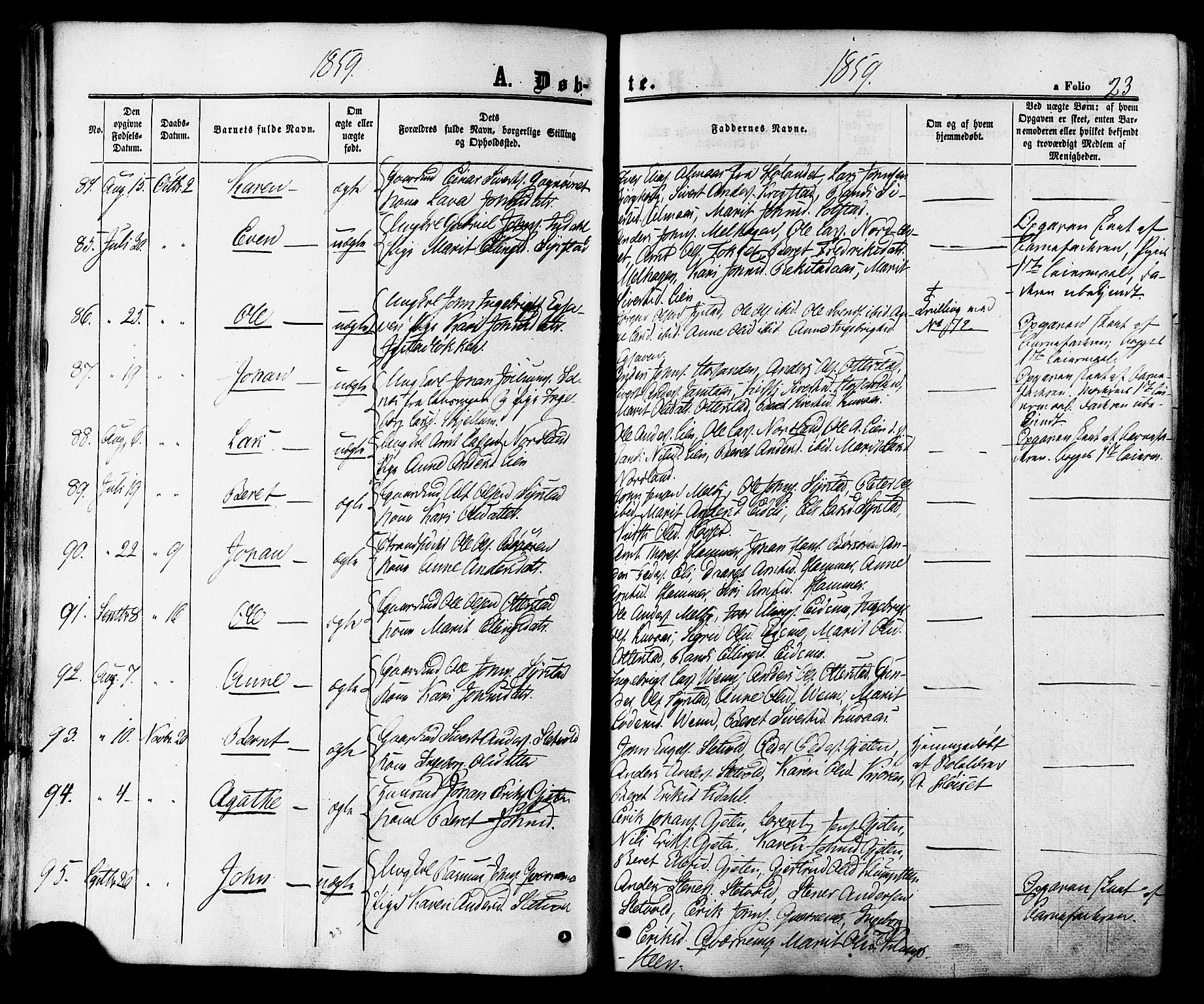 Ministerialprotokoller, klokkerbøker og fødselsregistre - Sør-Trøndelag, AV/SAT-A-1456/665/L0772: Parish register (official) no. 665A07, 1856-1878, p. 23