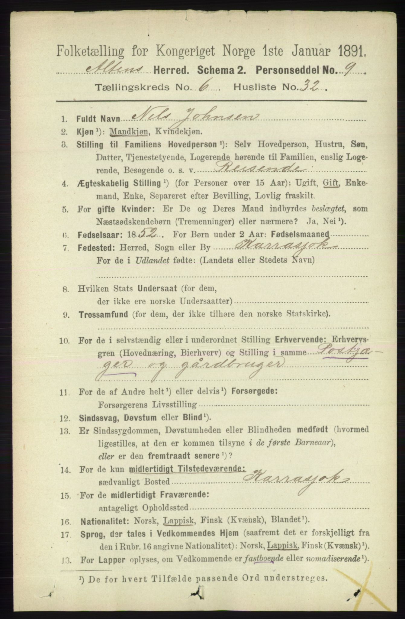 RA, 1891 census for 2012 Alta, 1891, p. 2036