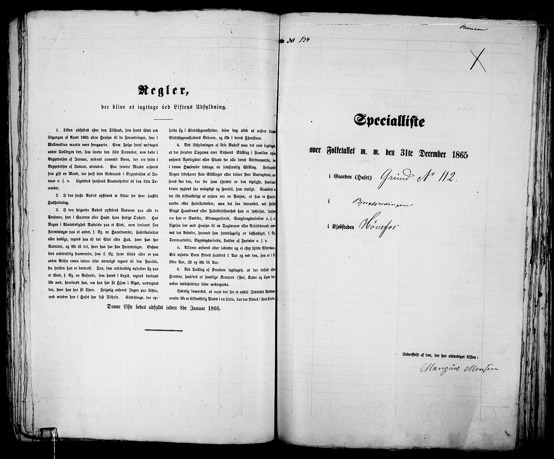 RA, 1865 census for Norderhov/Hønefoss, 1865, p. 254