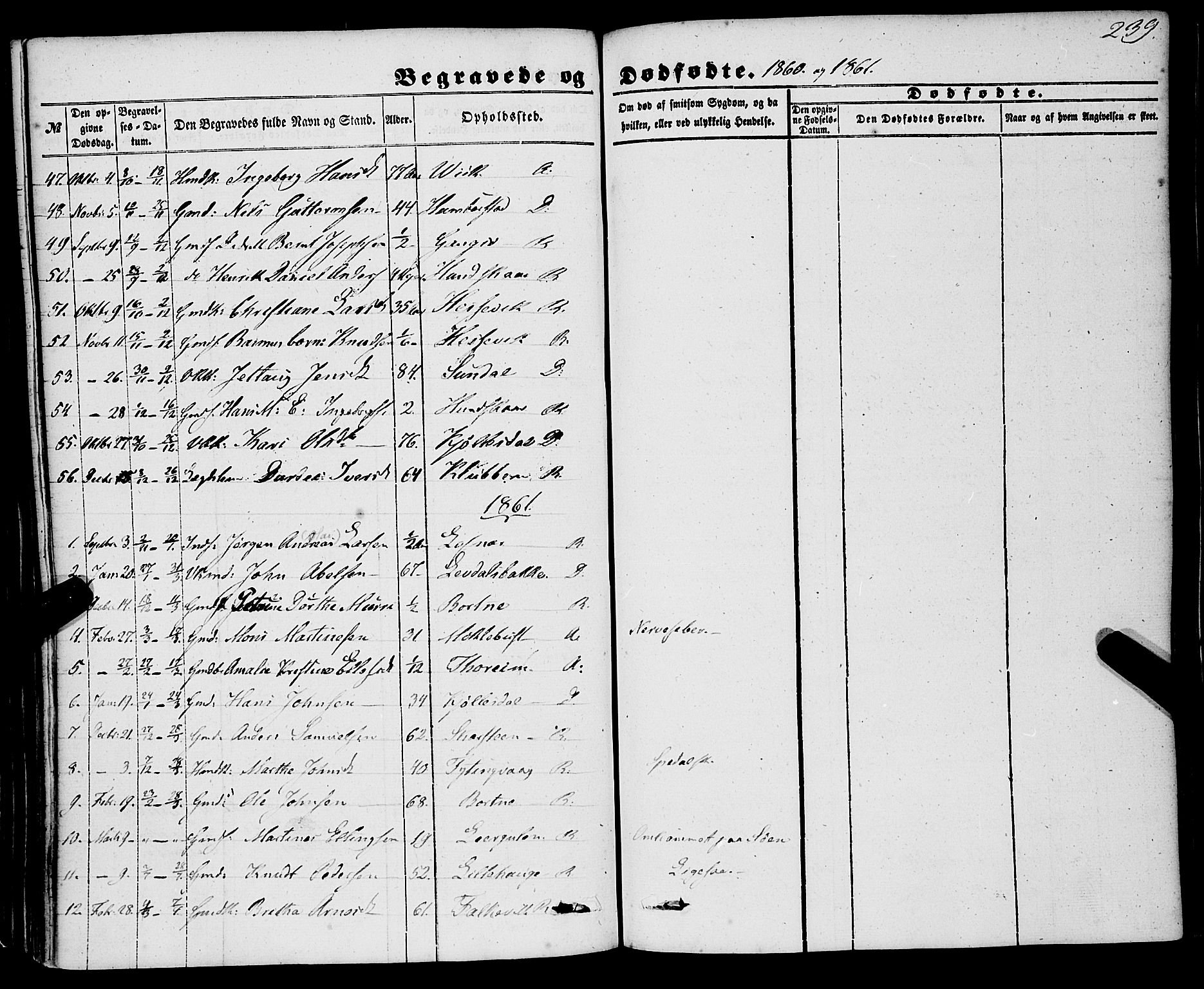 Davik sokneprestembete, AV/SAB-A-79701/H/Haa/Haaa/L0005: Parish register (official) no. A 5, 1850-1866, p. 239