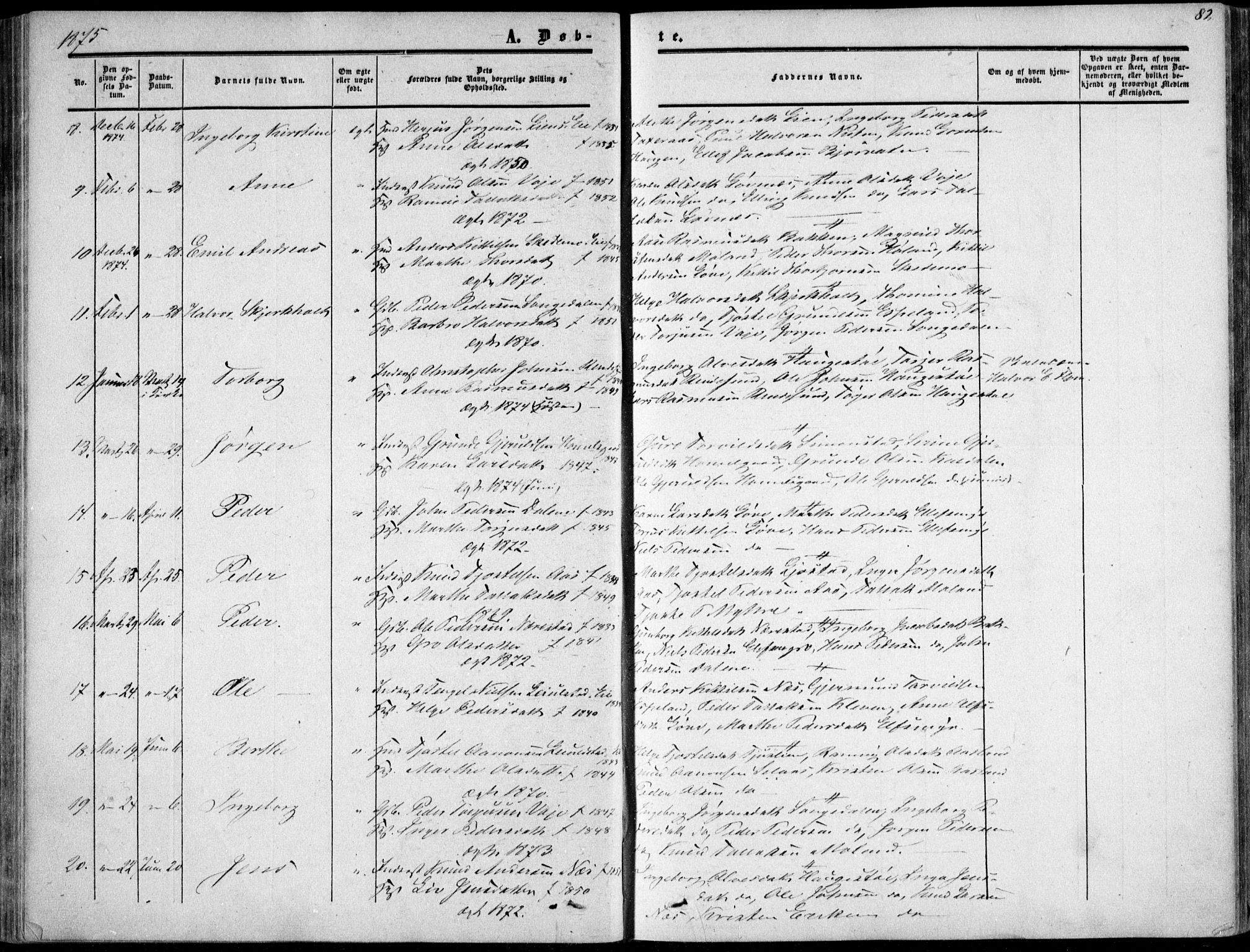 Gjerstad sokneprestkontor, AV/SAK-1111-0014/F/Fa/Fab/L0003: Parish register (official) no. A 3, 1853-1878, p. 82